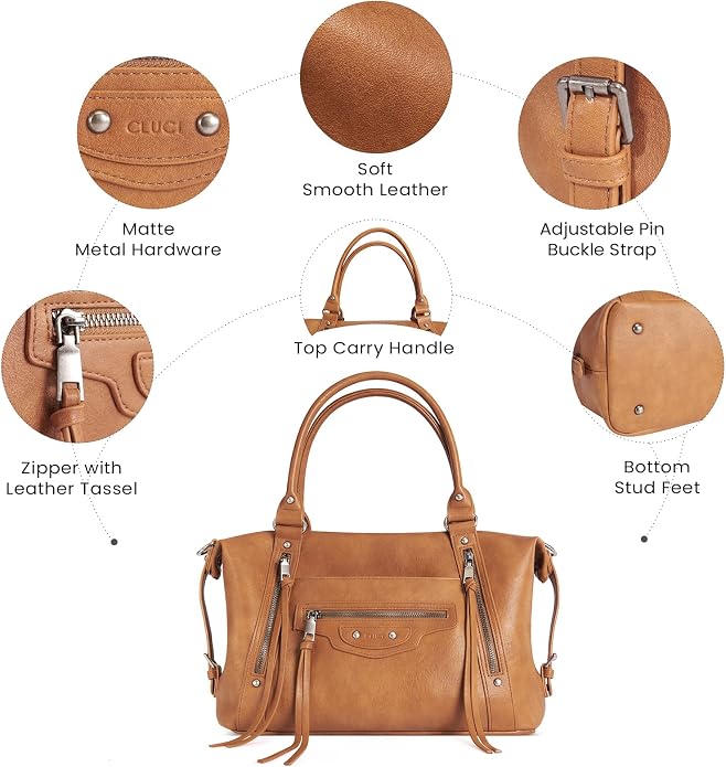 CLUCI Large City Bag, Vegan Leather Tote Bag for Women, Y2K Purse
