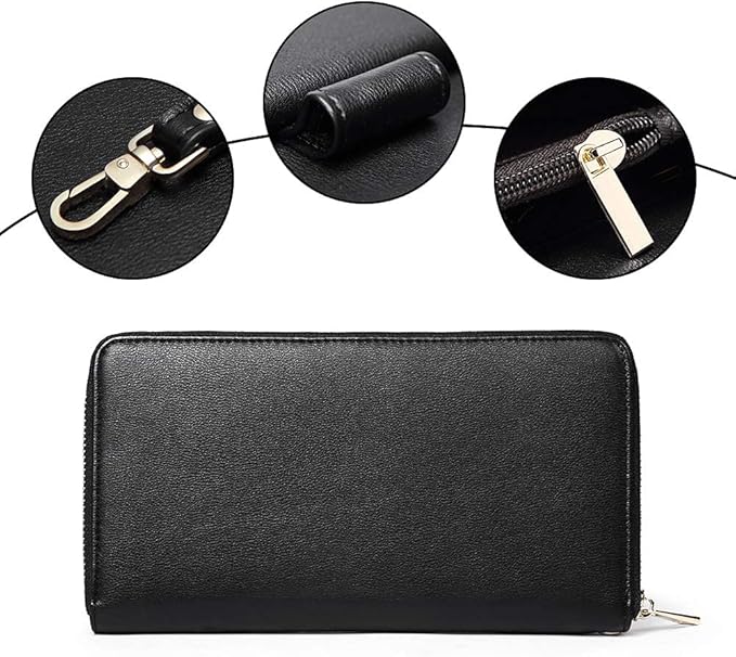 CLUCI Women Wallet Leather RFID Blocking With Wristlet