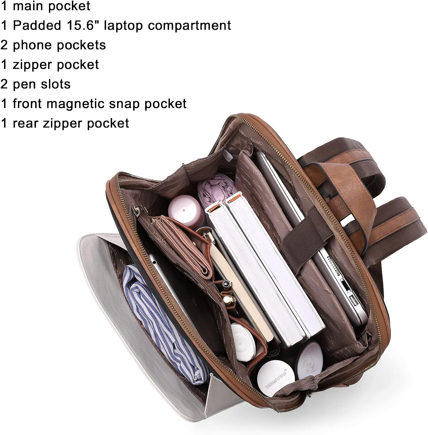 CLUCI Leather 15.6 inch Laptop Backpack Purse for Women Stylish Laptop Bag Work Computer Backpack College Bookbag