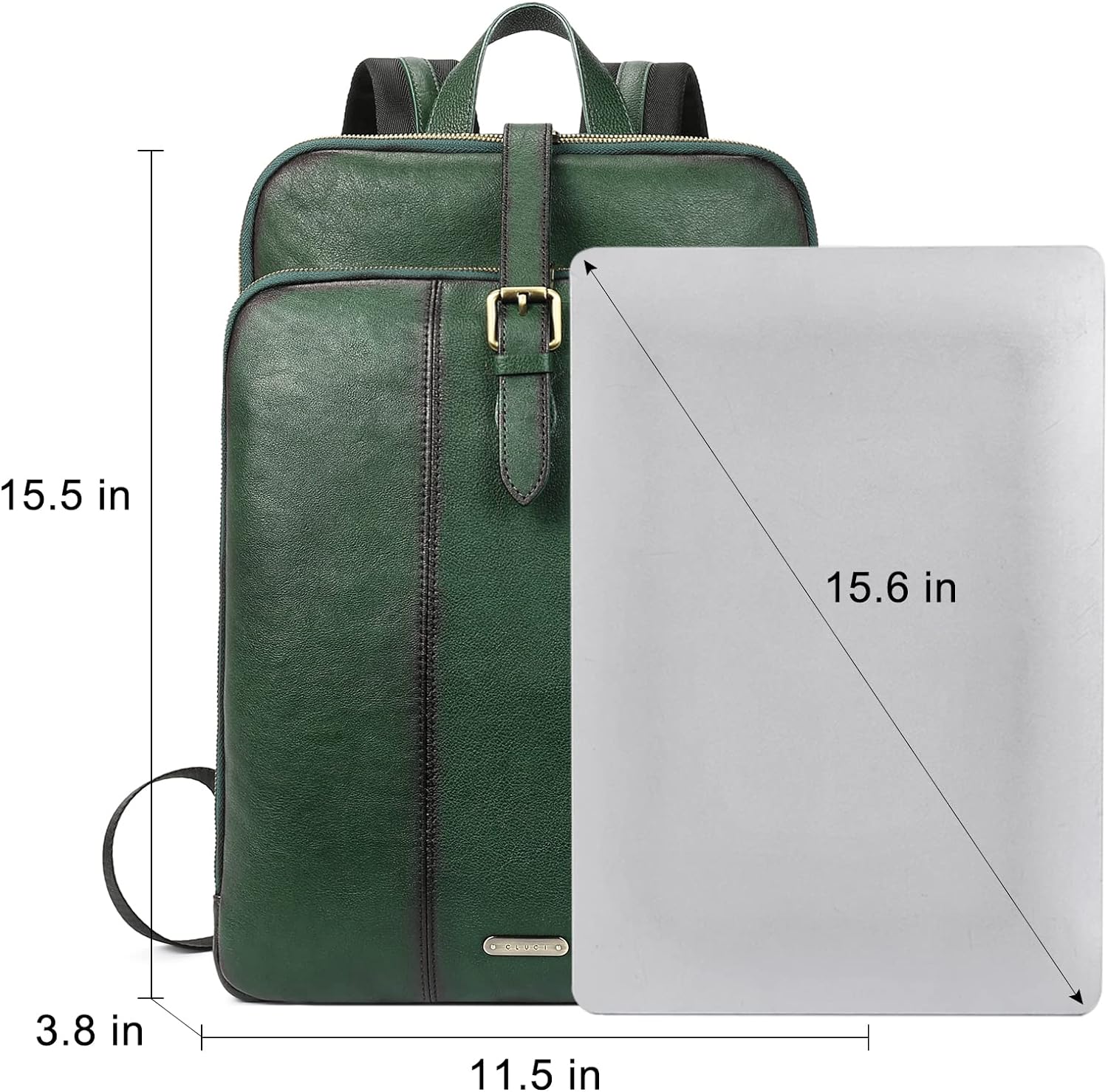 CLUCI Leather Laptop Backpack for Women Vegetable Tanned Full Grain Leather 15.6 inch Computer Bag Travel Business Daypack