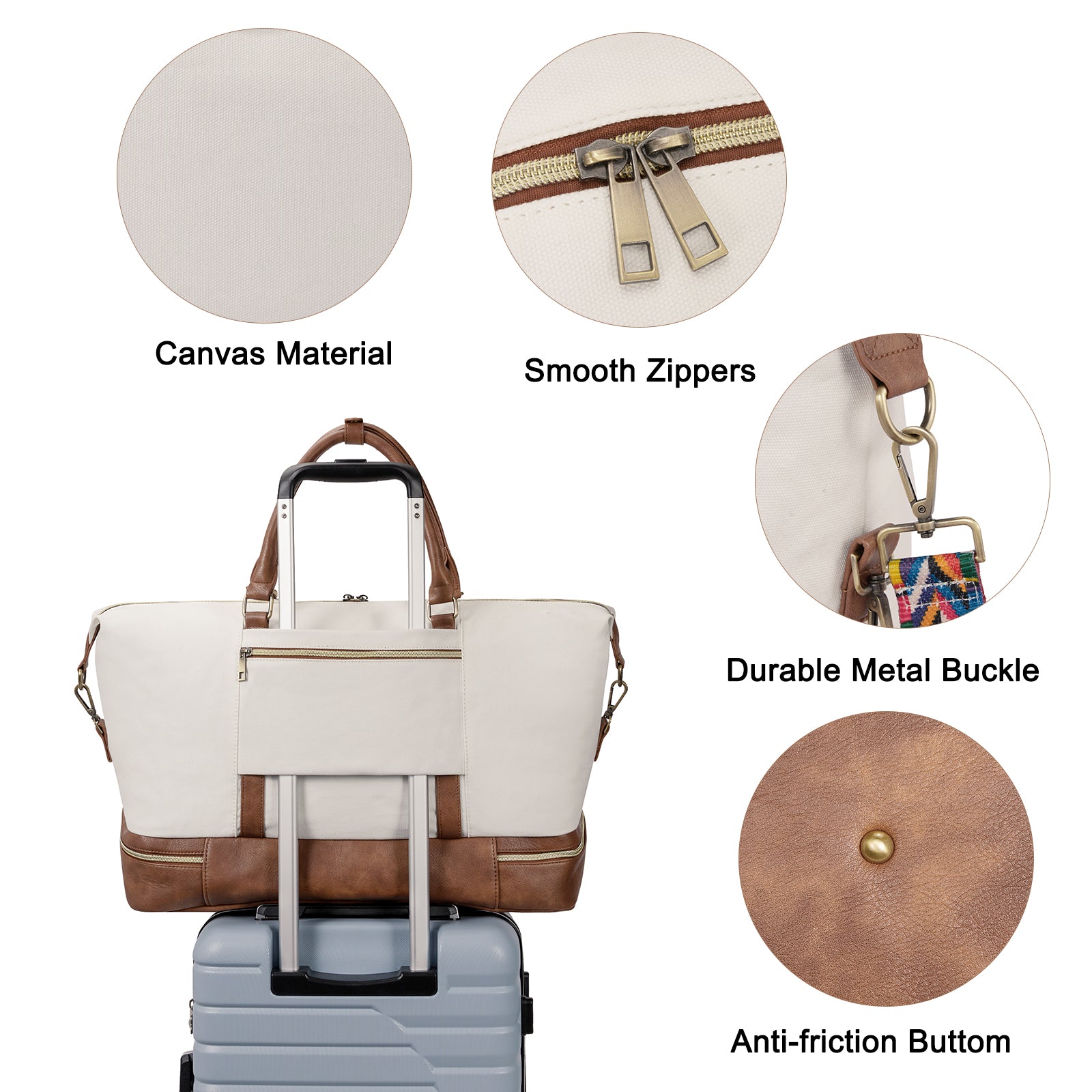 CLUCI Weekend Bags Travel Canvas Carry on Bags for Airplanes Travel Bags with Shoe Compartment