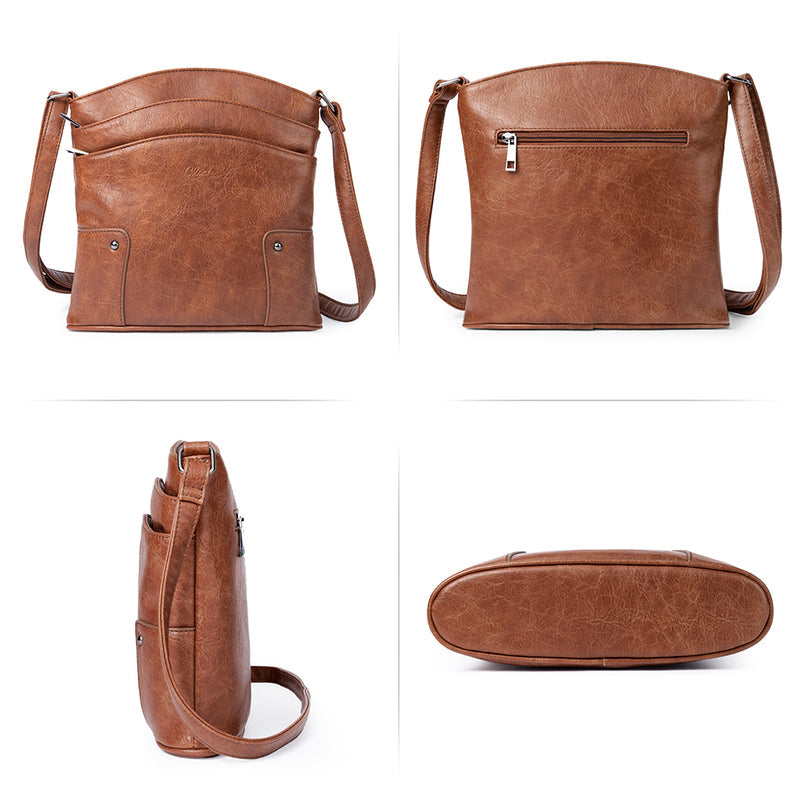 Amos Triple Pockets Vintage Crossbody Bag