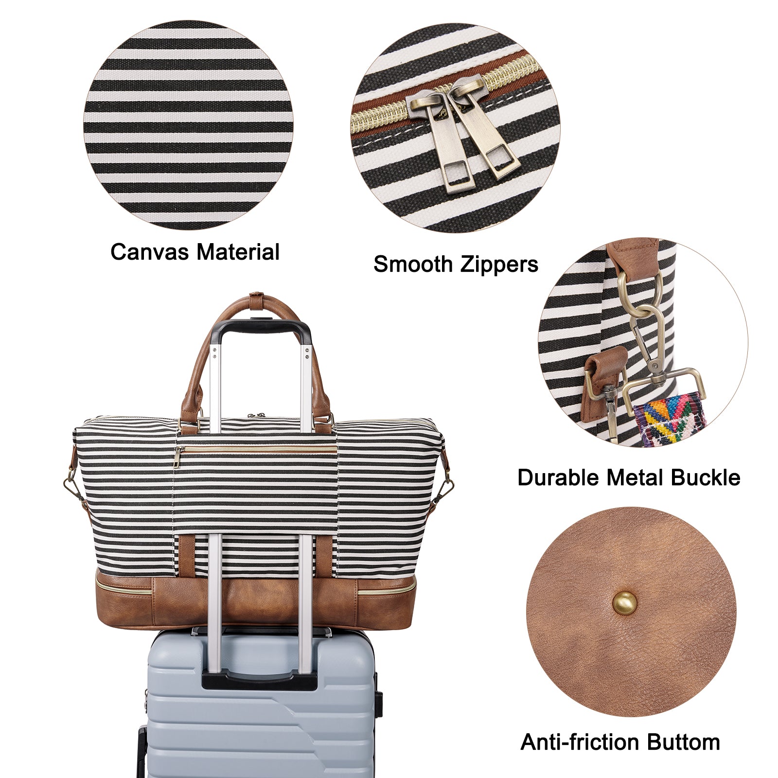 CLUCI Weekend Bags Travel Canvas Carry on Bags for Airplanes Travel Bags with Shoe Compartment