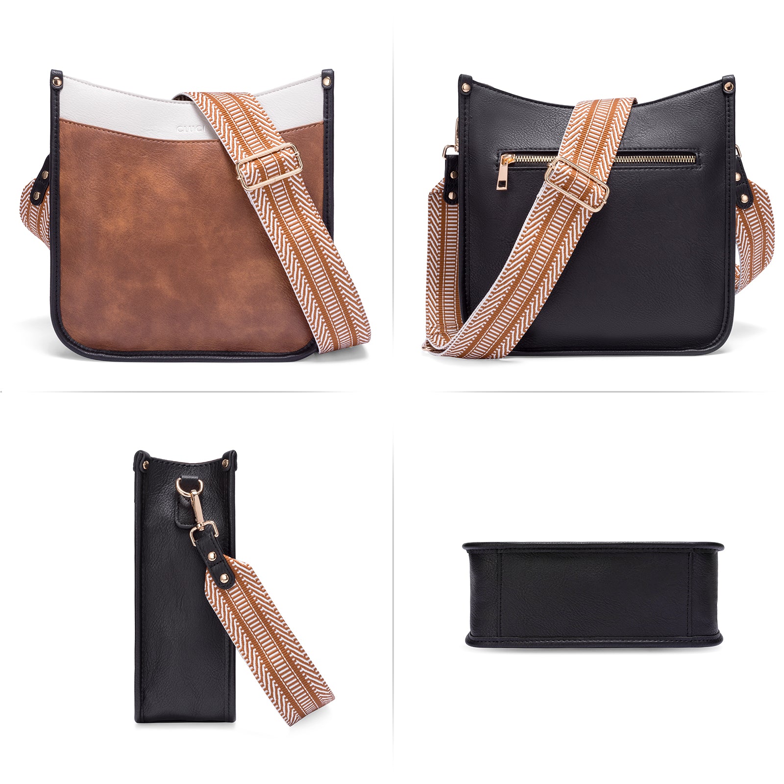 Stylish 2pcs Medium Hobo handbag and Crossbody Bag with 2 Adjust Guitar Strap