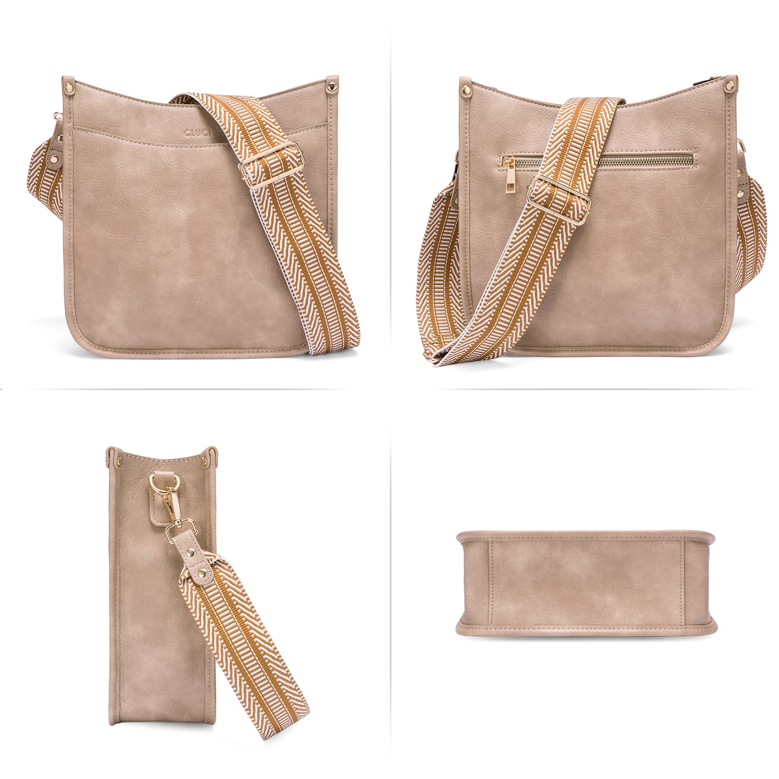 Stylish 2pcs Medium Hobo handbag and Crossbody Bag with 2 Adjust Guitar Strap