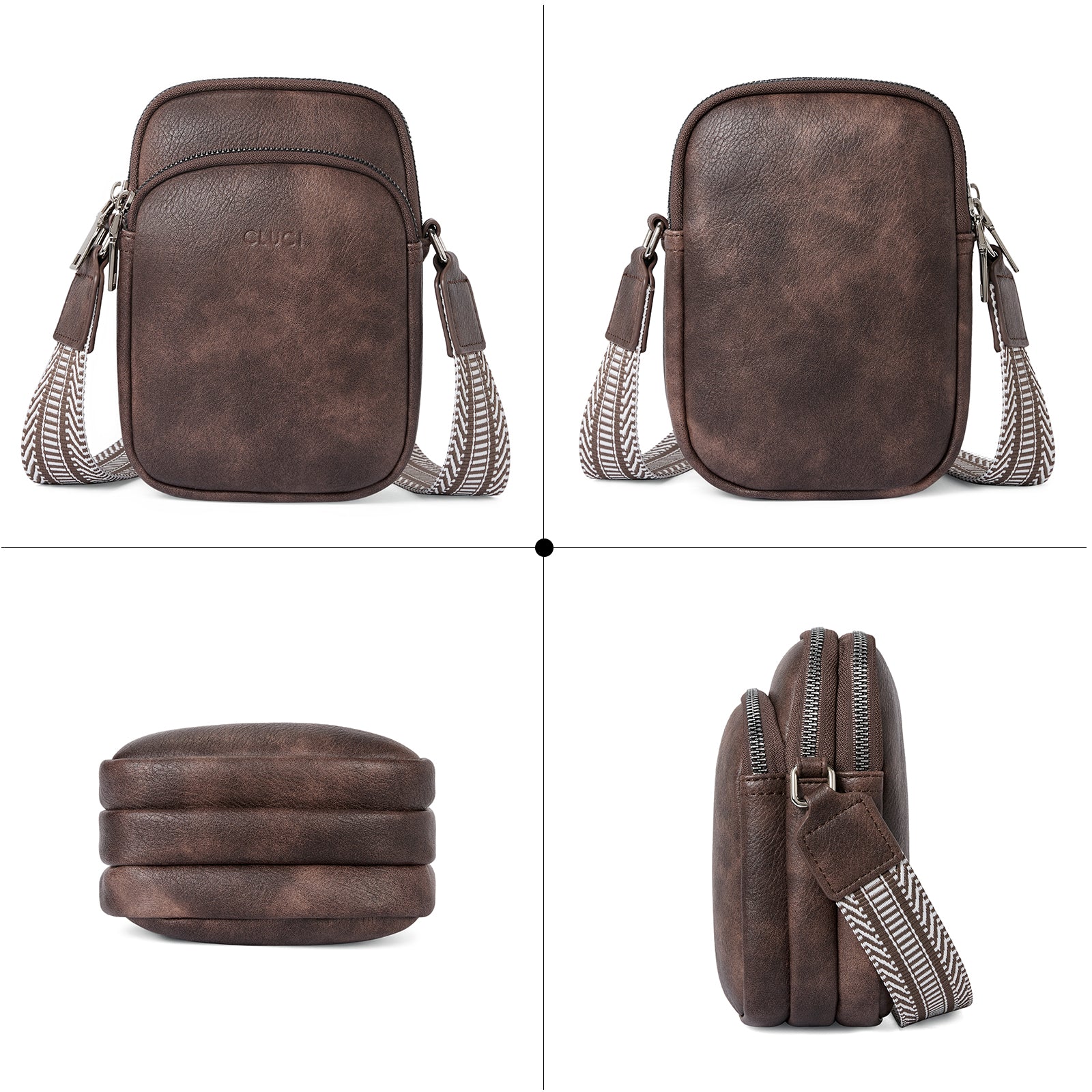 CLUCI Crossbody Bags for Women Small Vegan Leather Cell Phone Purse Shoulder Handbag Wallet with Adjustable Guitar Strap