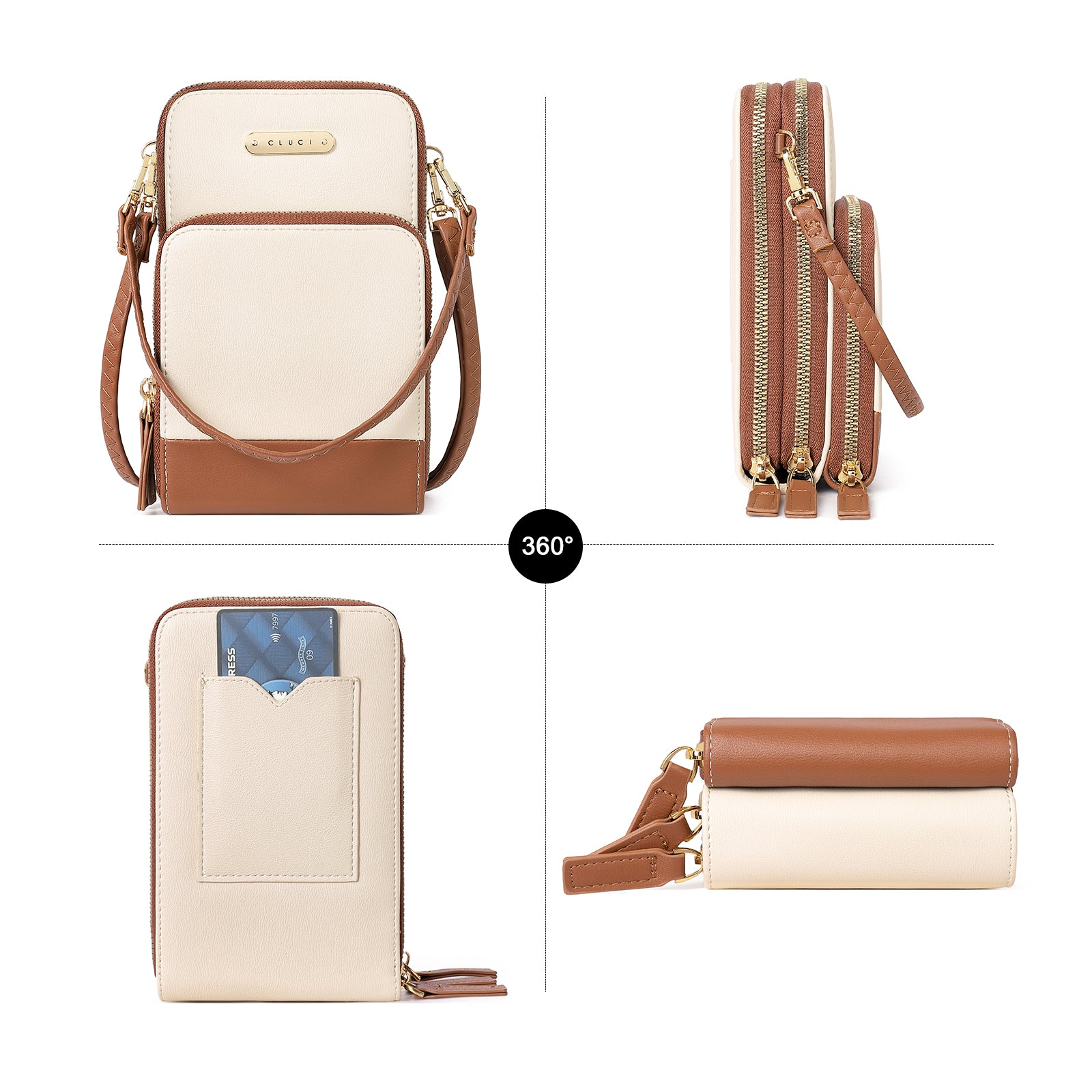 CLUCI Small Crossbody Bag for Women Leather Cellphone Shoulder Purses Fashion Travel Designer Wallet