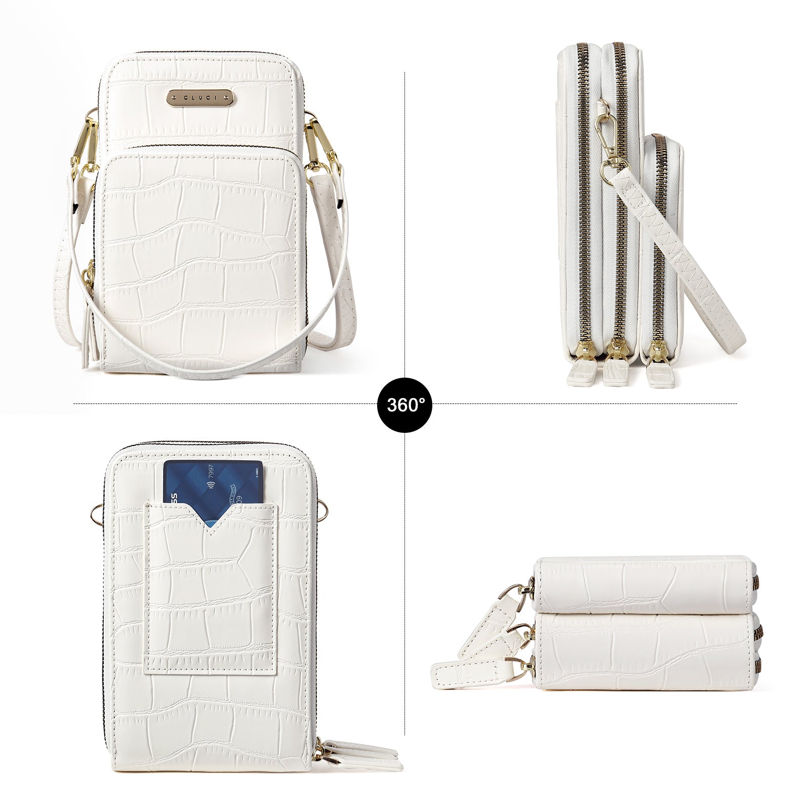 CLUCI Small Crossbody Bag for Women Cellphone Shoulder Purses Crocodile Pattern