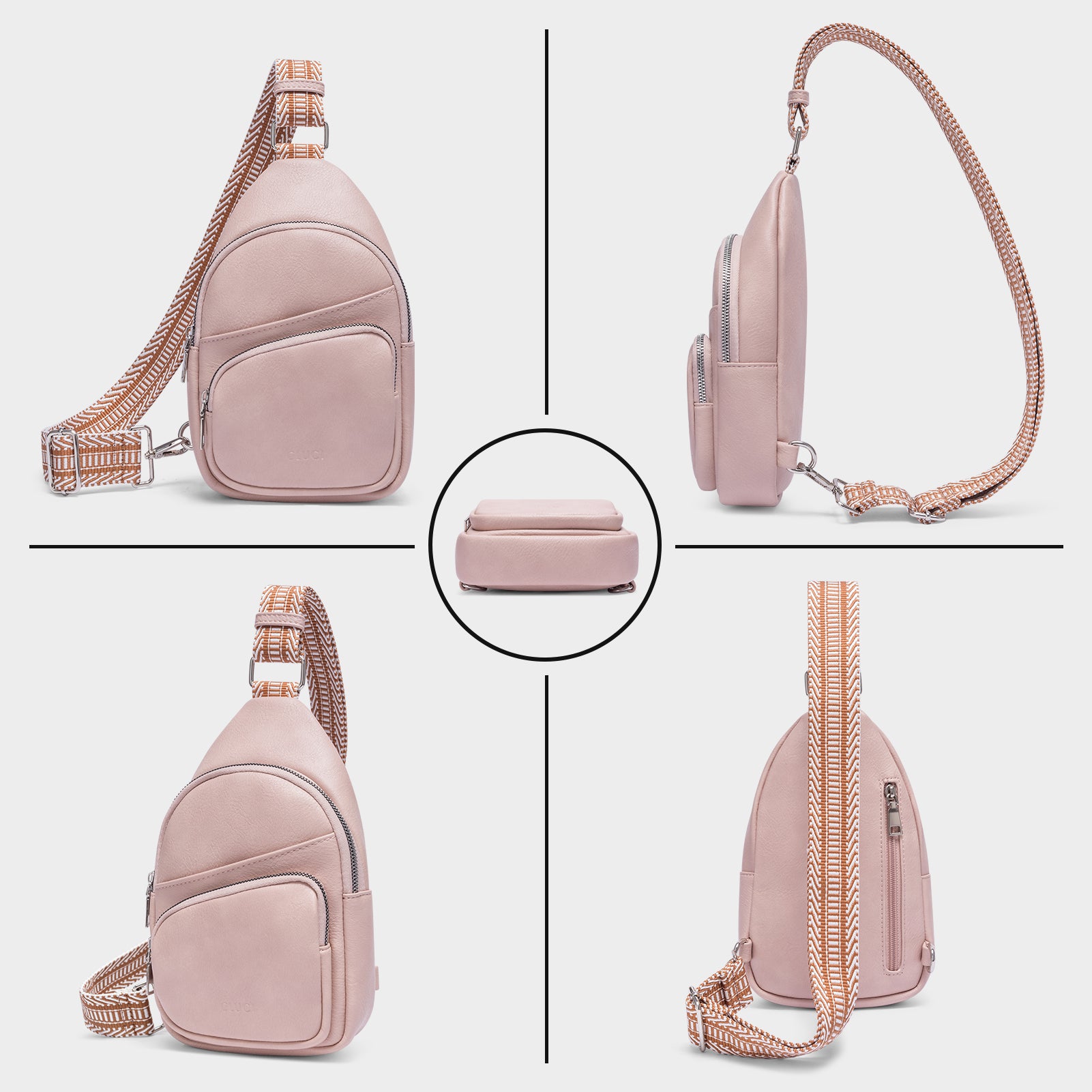 CLUCI Leather Sling Bag With Guitar Strap