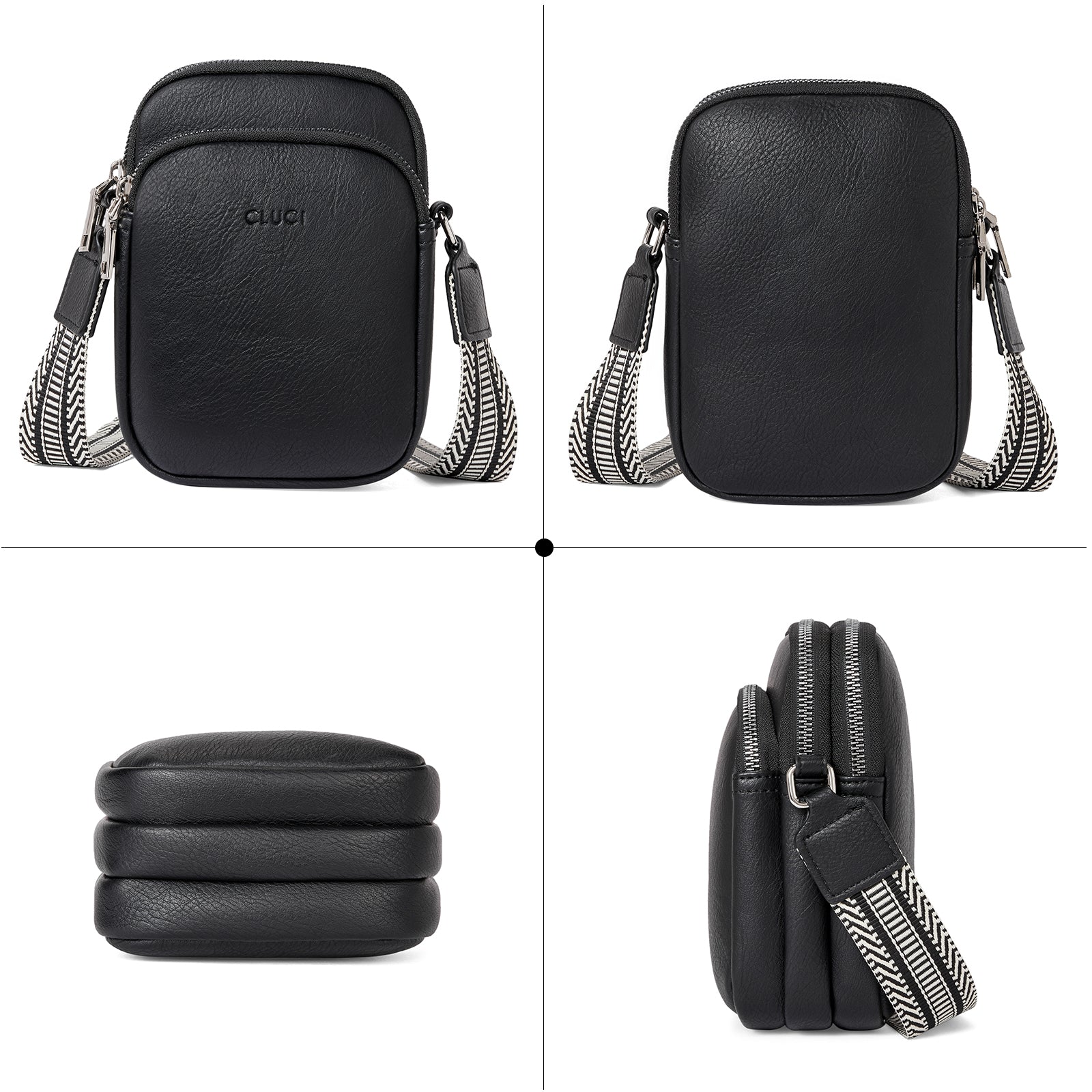 CLUCI Crossbody Bags for Women Small Vegan Leather Cell Phone Purse Shoulder Handbag Wallet with Adjustable Guitar Strap