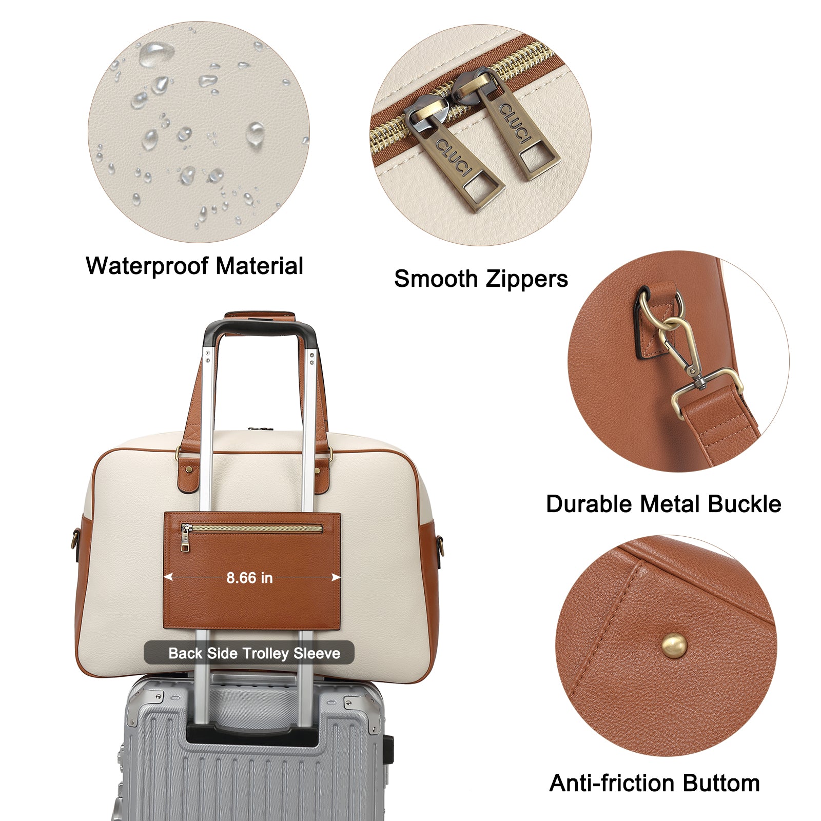 CLUCI Weekender Bag for Women Travel Duffel Bags Carry On Tote with Trolley Sleeve