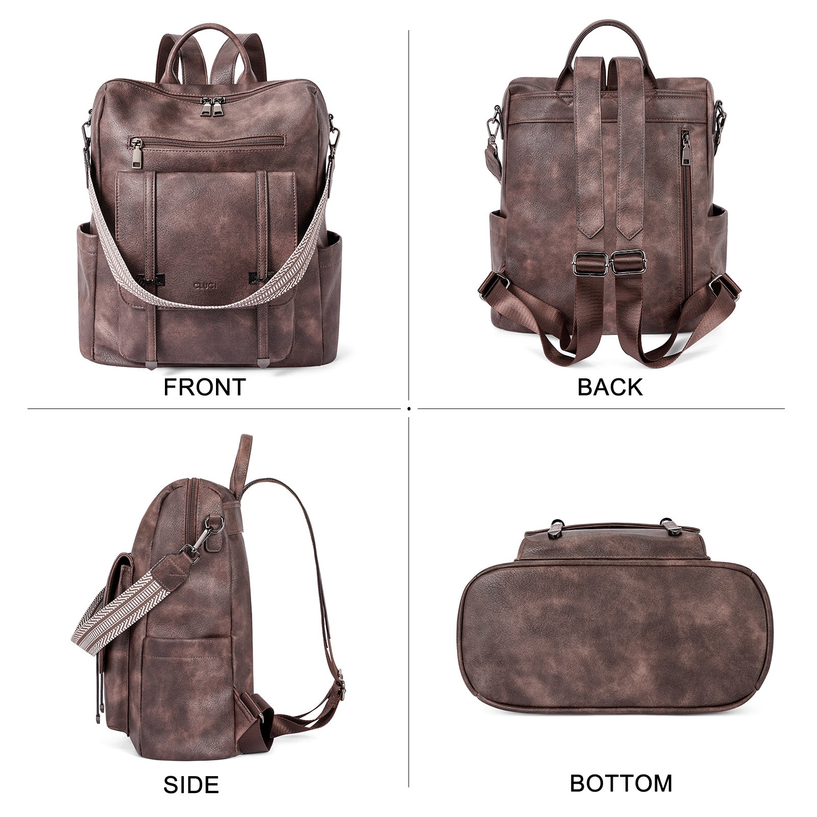 CLUCI Backpack Purse for Women Leather Backpack Purse Travel Fashion Convertible Designer Ladies Shoulder Bags