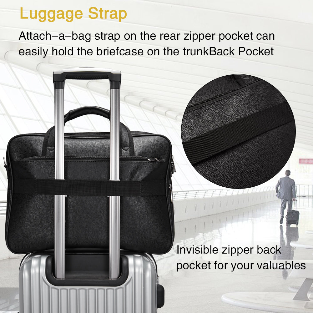 Cluci Leather Briefcase For Men Large Capacity 15.6 Inch Laptop Business Travel Shoulder Bag