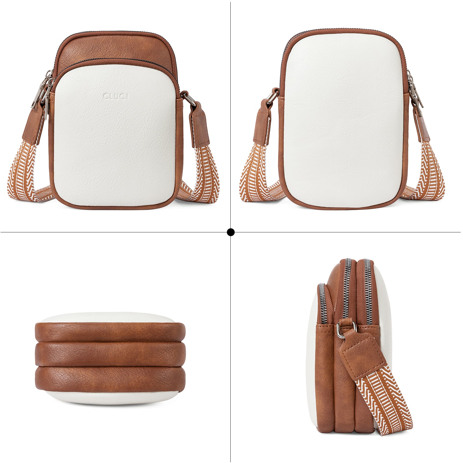 CLUCI Crossbody Bags for Women Small Vegan Leather Cell Phone Purse Shoulder Handbag Wallet with Adjustable Guitar Strap