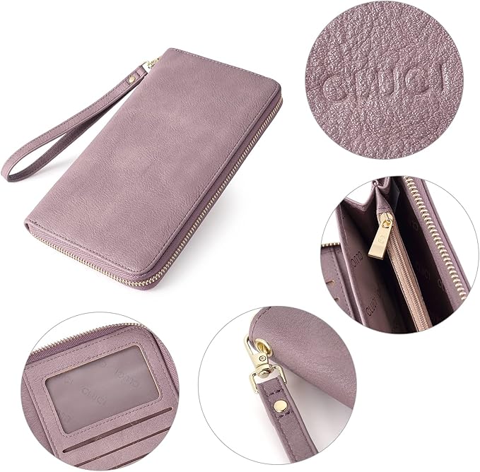CLUCI Women Wallet Leather RFID Blocking With Wristlet