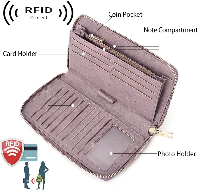 CLUCI Women Wallet Leather RFID Blocking With Wristlet