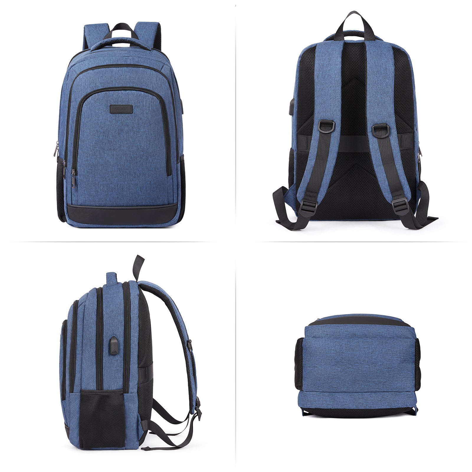 CLUCI Laptop School Backpack Water Resistant for Travel Work Fits 15.6" Laptop Business Computer with USB Charging Port