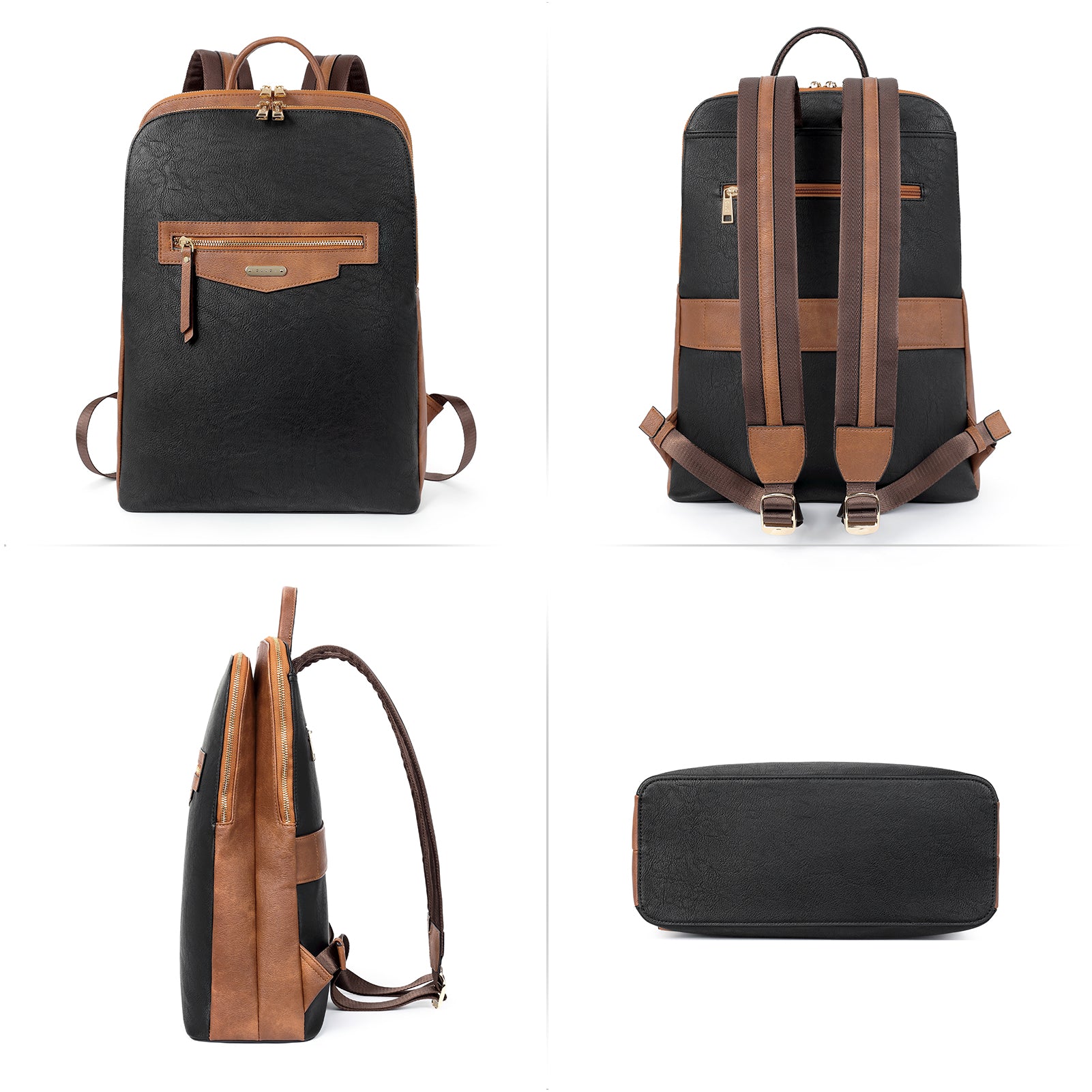 CLUCI Leather Laptop Backpack for Women 15.6 inch Computer Bag Travel Business Daypack