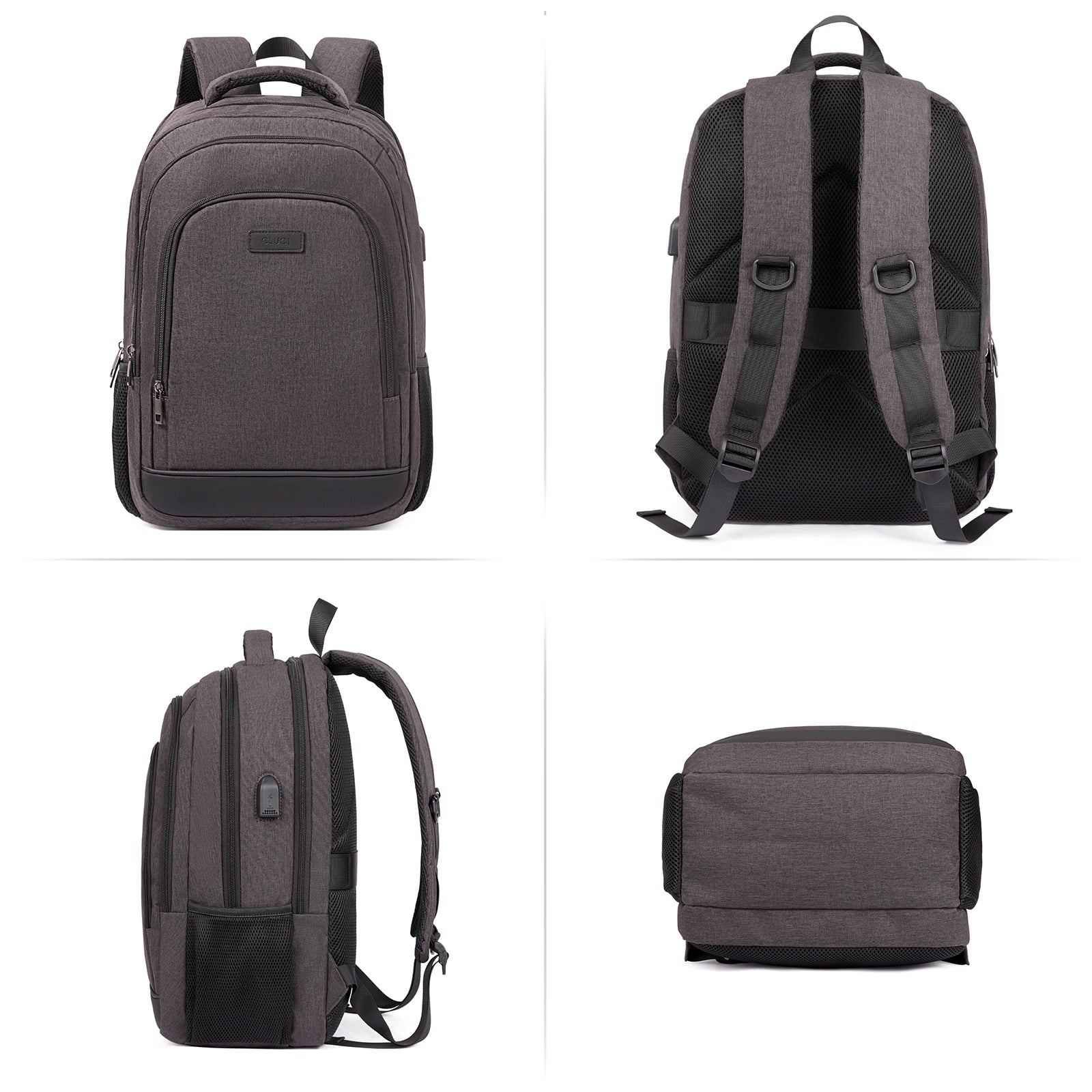CLUCI Laptop School Backpack Water Resistant for Travel Work Fits 15.6" Laptop Business Computer with USB Charging Port