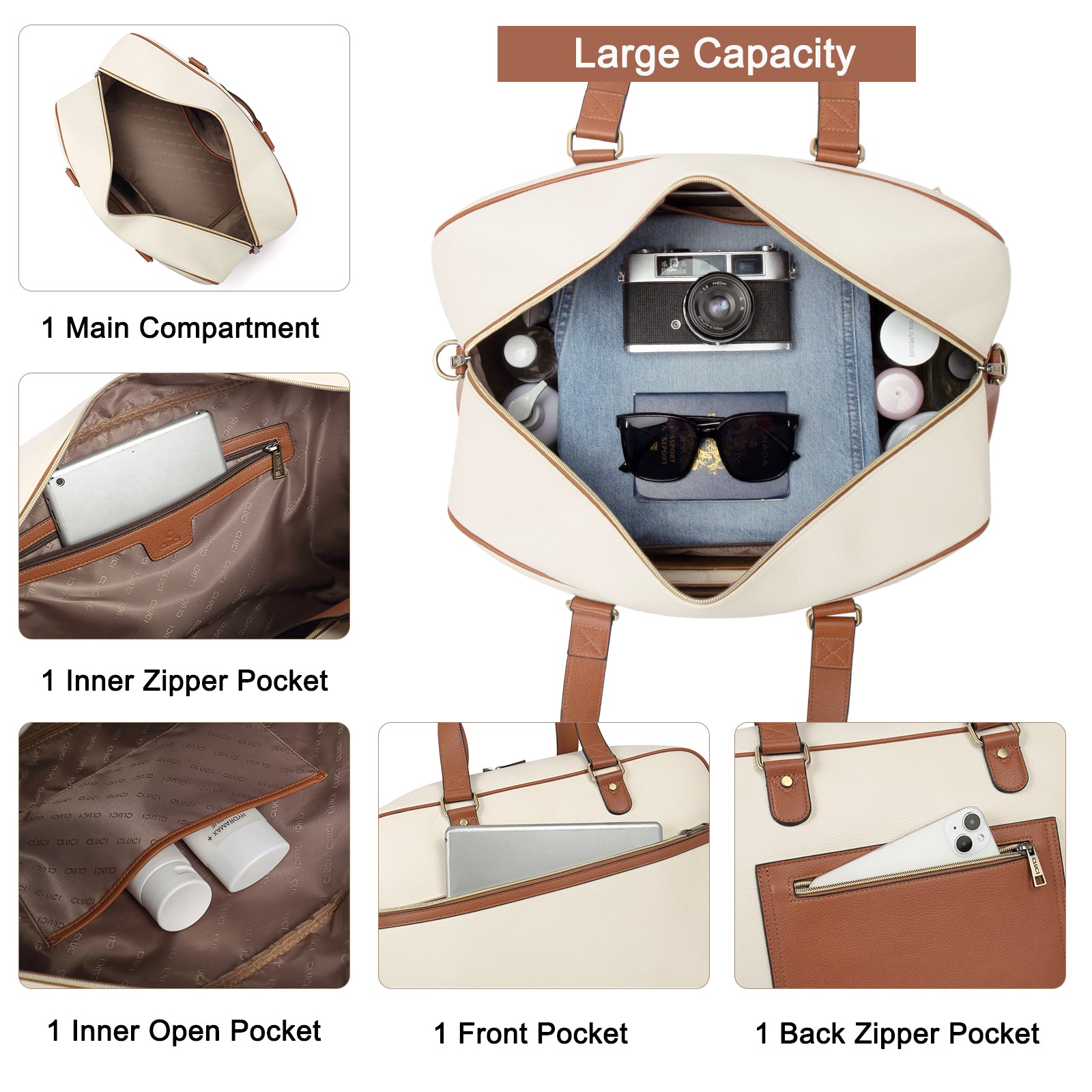 CLUCI Weekender Bag for Women Travel Duffel Bags Carry On Tote with Trolley Sleeve