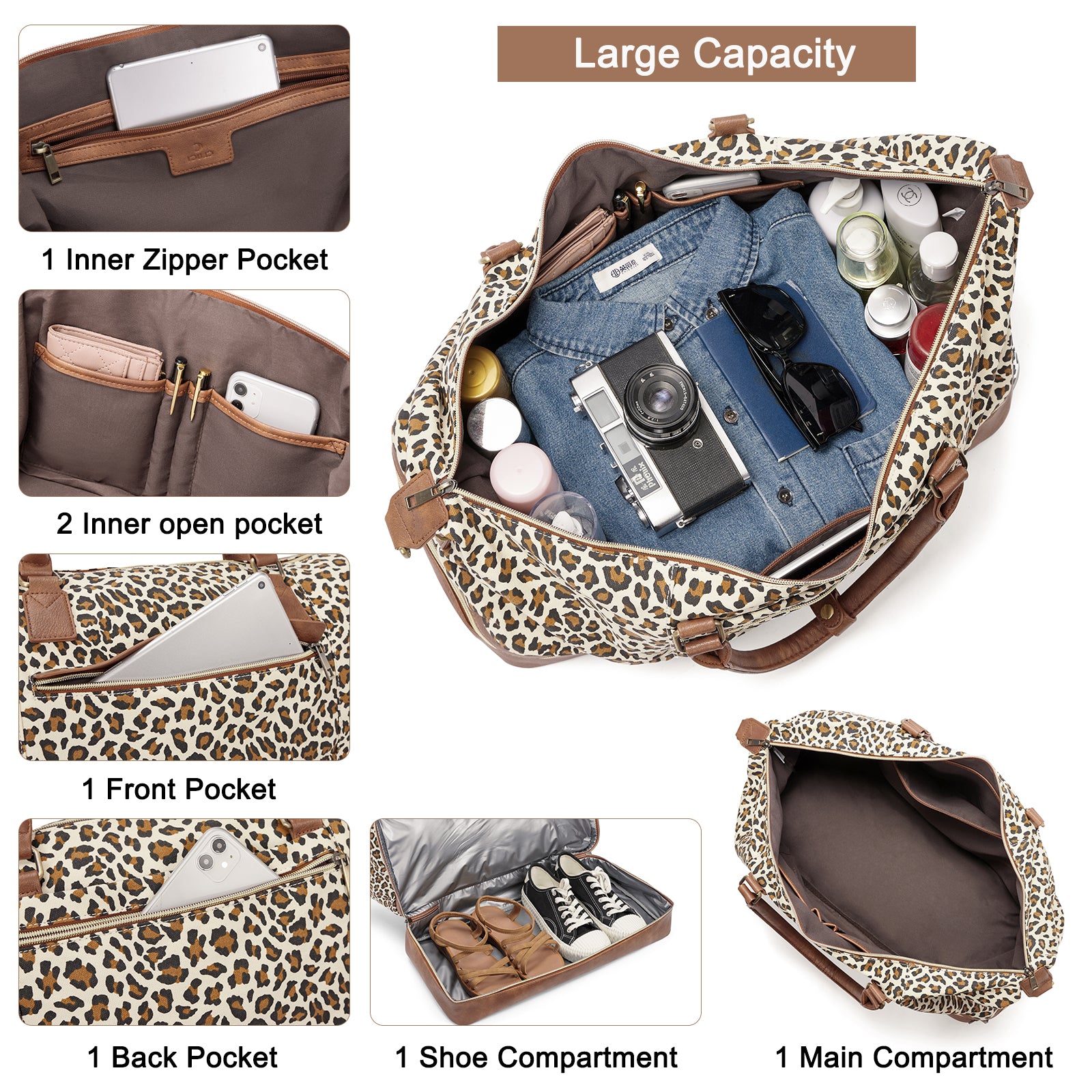 CLUCI Weekend Bags Travel Canvas Carry on Bags for Airplanes Travel Bags with Shoe Compartment