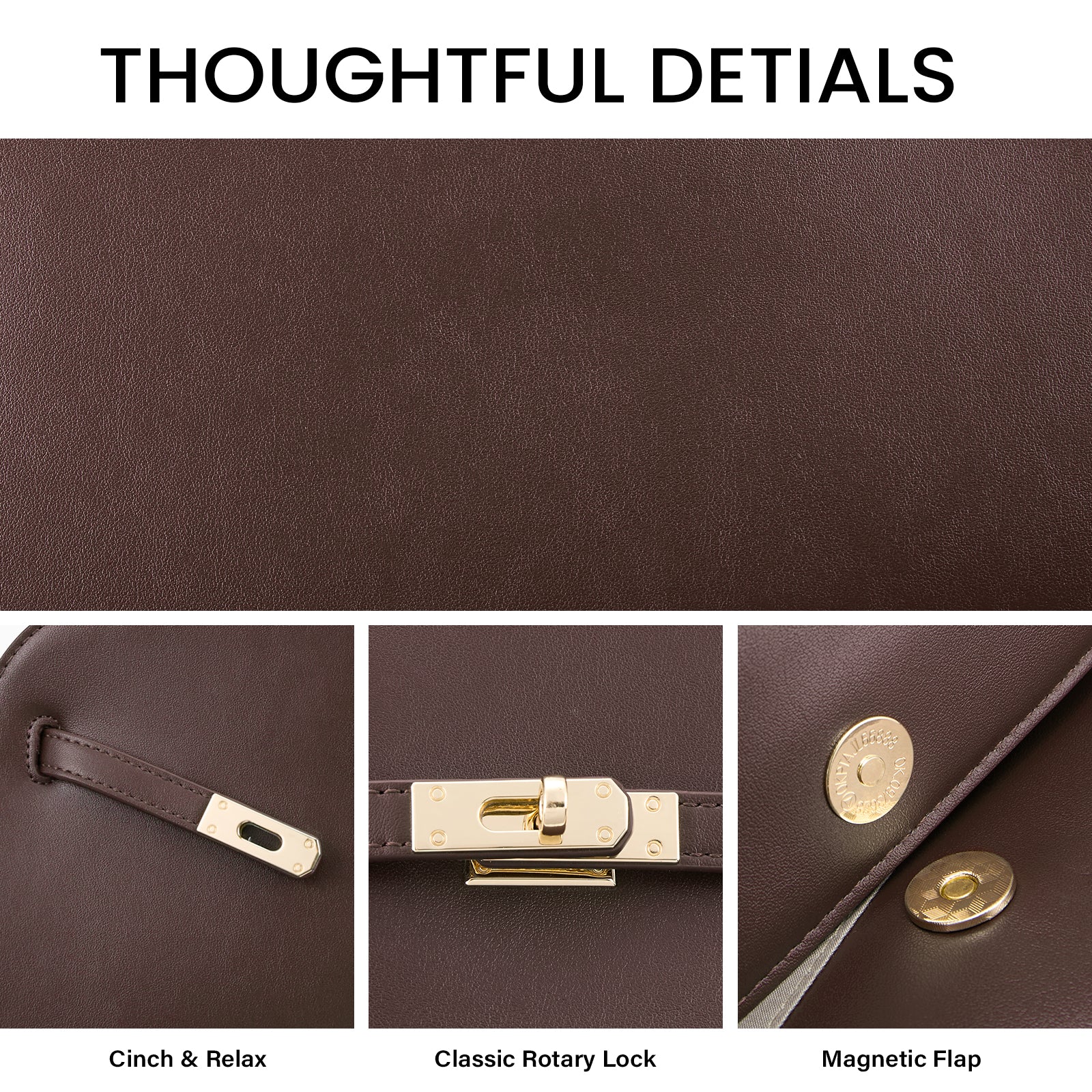 Water Repellent Shoulder Handbags with 2 Adjustable Straps Leather Crossbody Bag