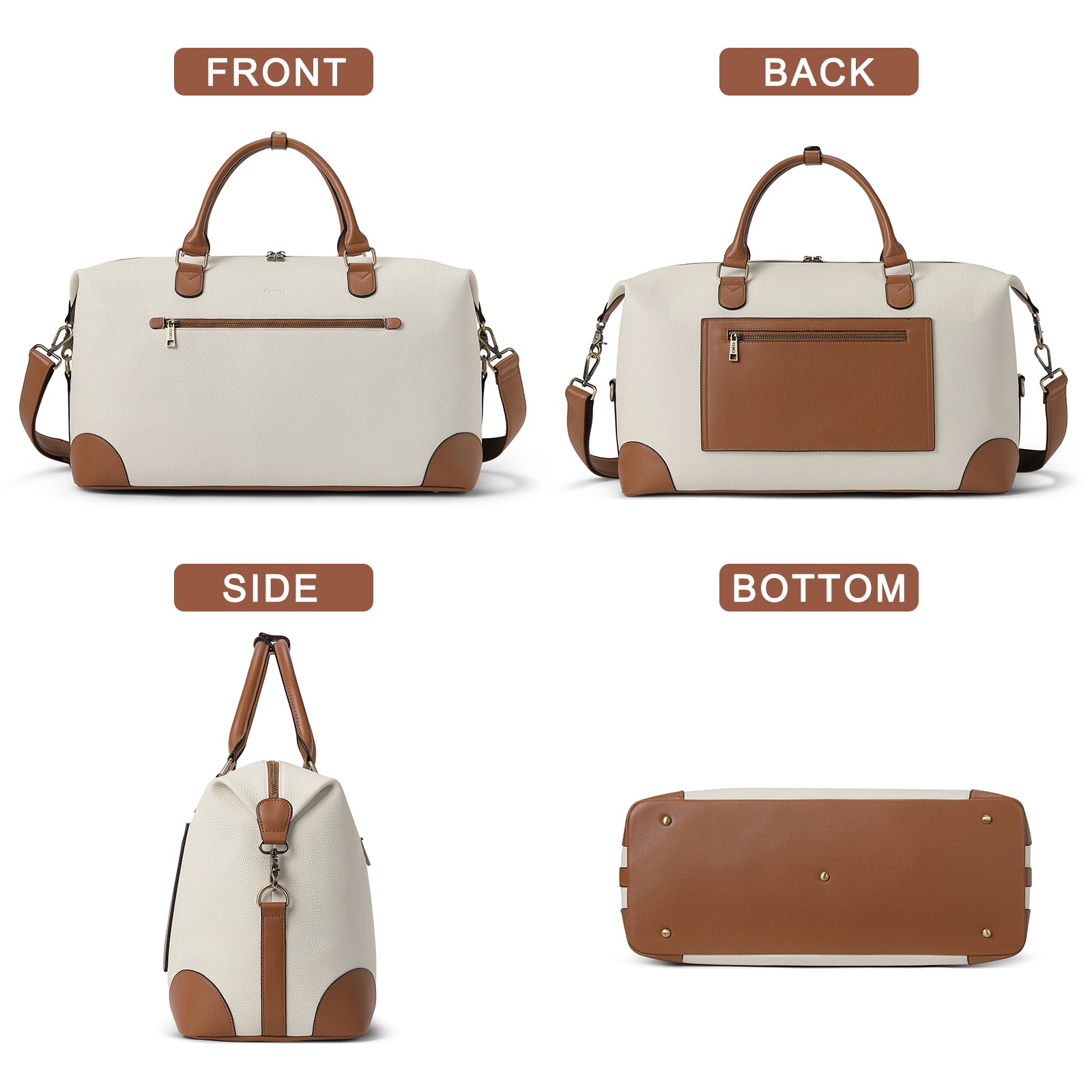 CLUCI Weekender Bag for Women Leather Travel Overnight Tote Duffel Bags with Trolley Sleeve