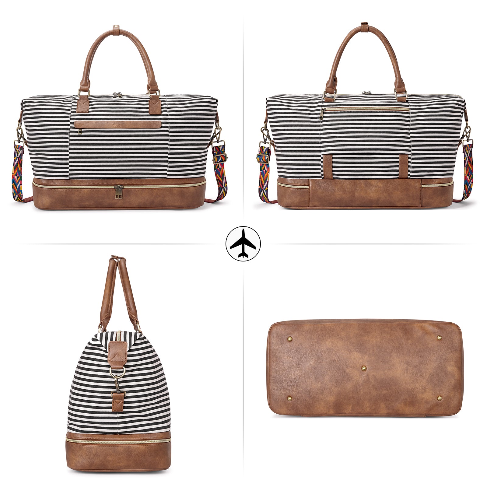 CLUCI Weekend Bags Travel Canvas Carry on Bags for Airplanes Travel Bags with Shoe Compartment