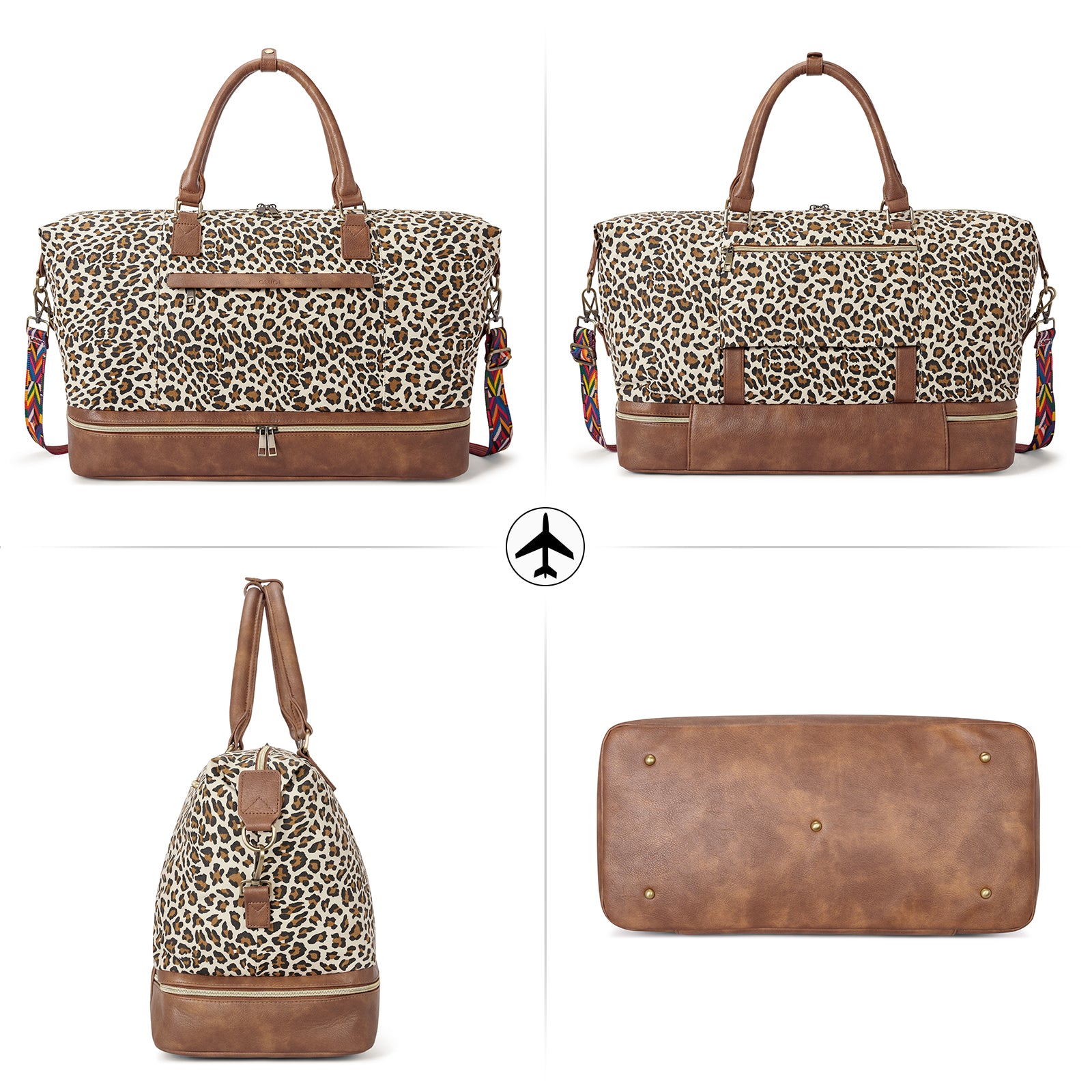 CLUCI Weekend Bags Travel Canvas Carry on Bags for Airplanes Travel Bags with Shoe Compartment