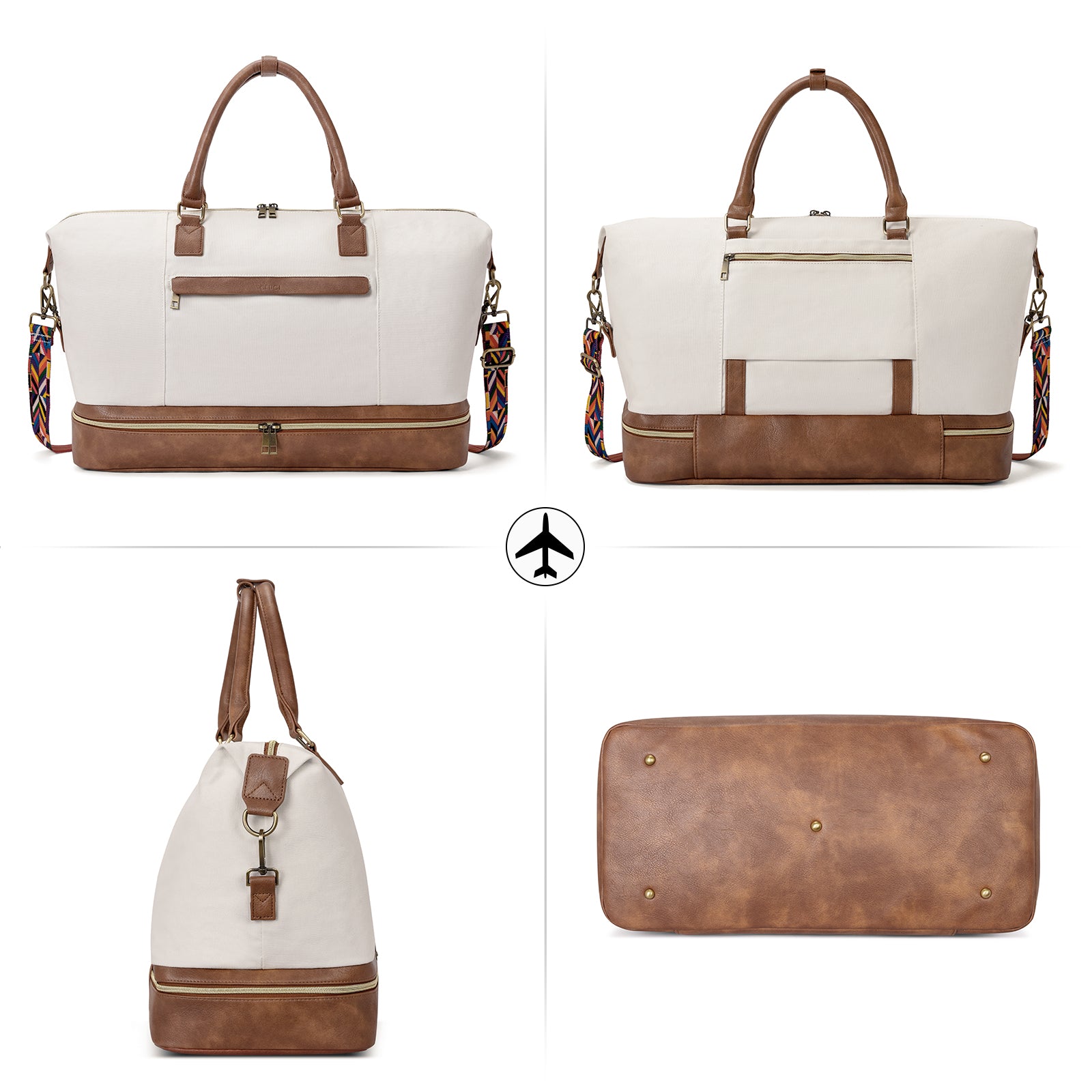 CLUCI Weekend Bags Travel Canvas Carry on Bags for Airplanes Travel Bags with Shoe Compartment