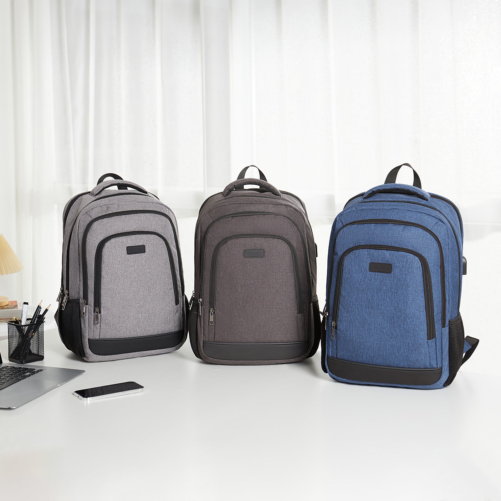 CLUCI Laptop School Backpack Water Resistant for Travel Work Fits 15.6" Laptop Business Computer with USB Charging Port