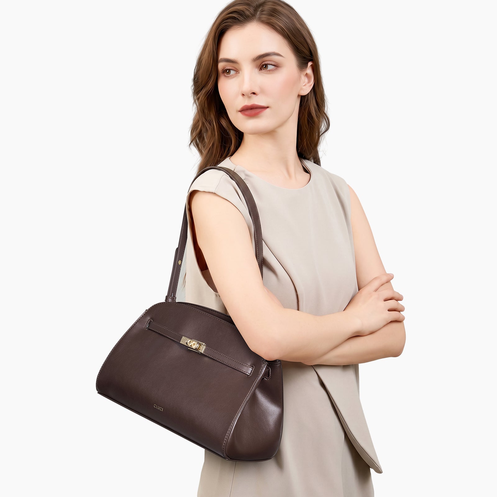Water Repellent Shoulder Handbags with 2 Adjustable Straps Leather Crossbody Bag