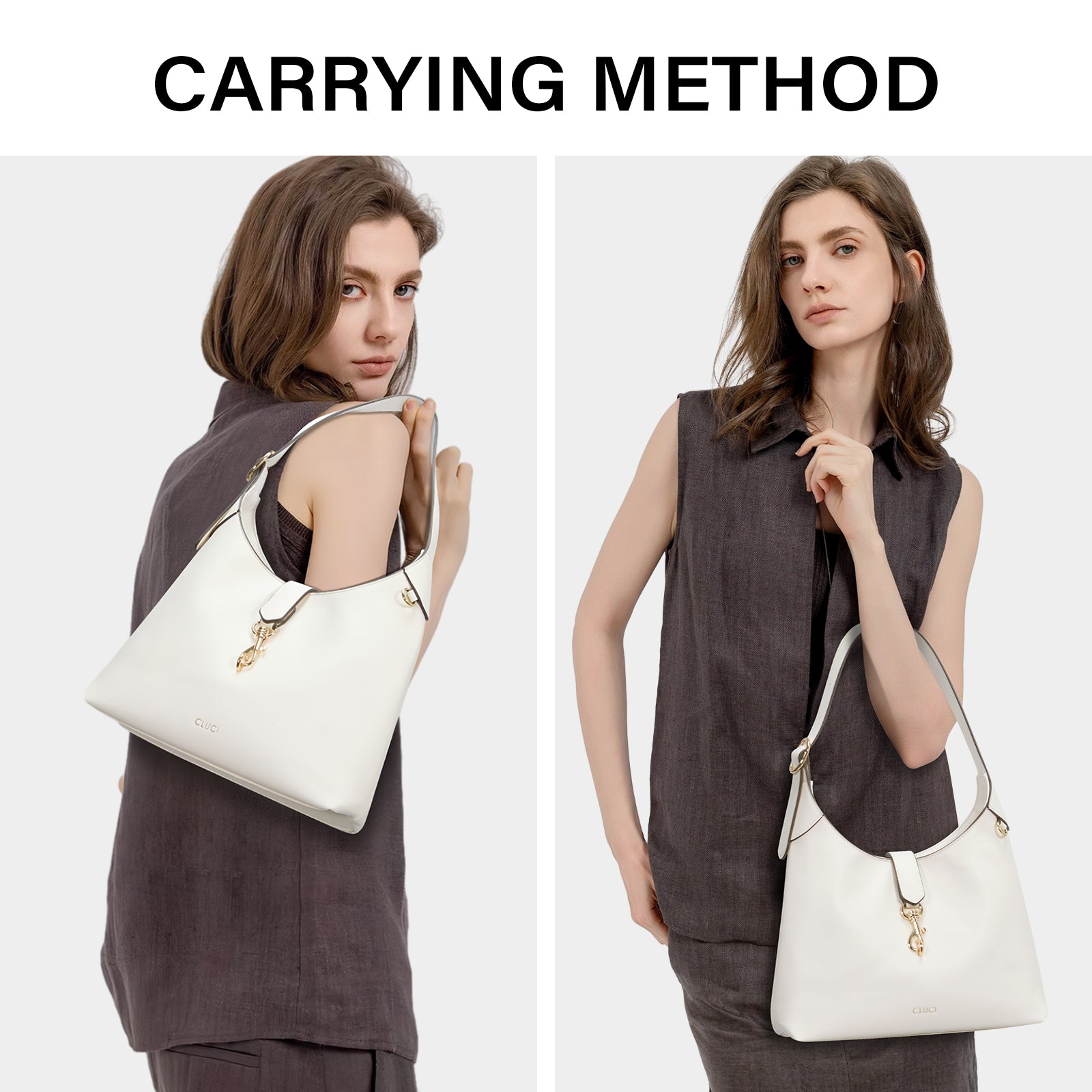 Cluci Luxe Soft Leather Hobo Bags for Women with Adjustable Strap