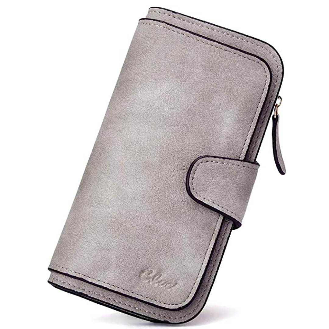 CLUCI Women Wallet Leather RFID Blocking Designer Trifold Card Holder Ladies Clutch with ID Window