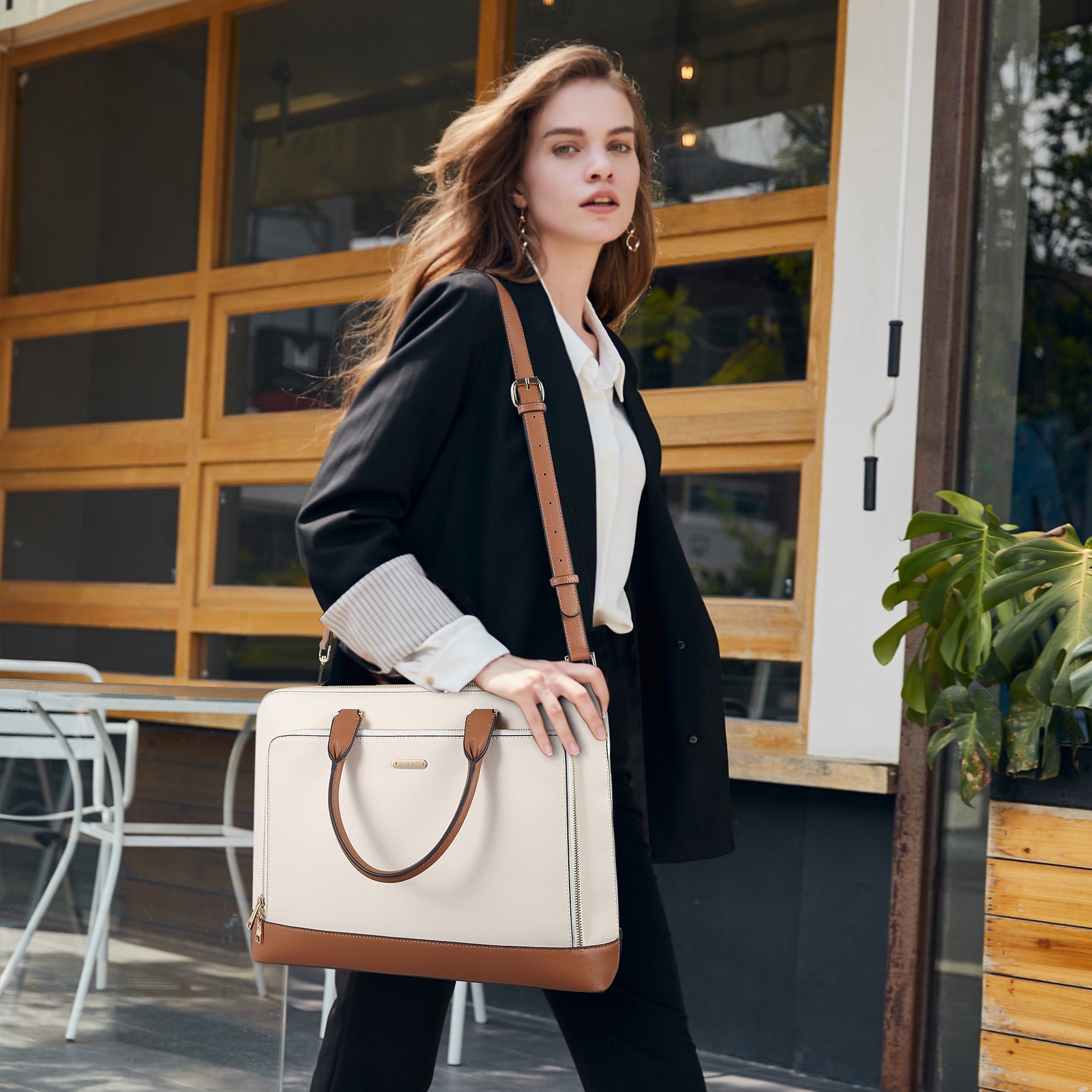CLUCI Leather Briefcase for Women 15.6 Inch Laptop Business Computer Ladies Stylish Work Handbags Shoulder Bag