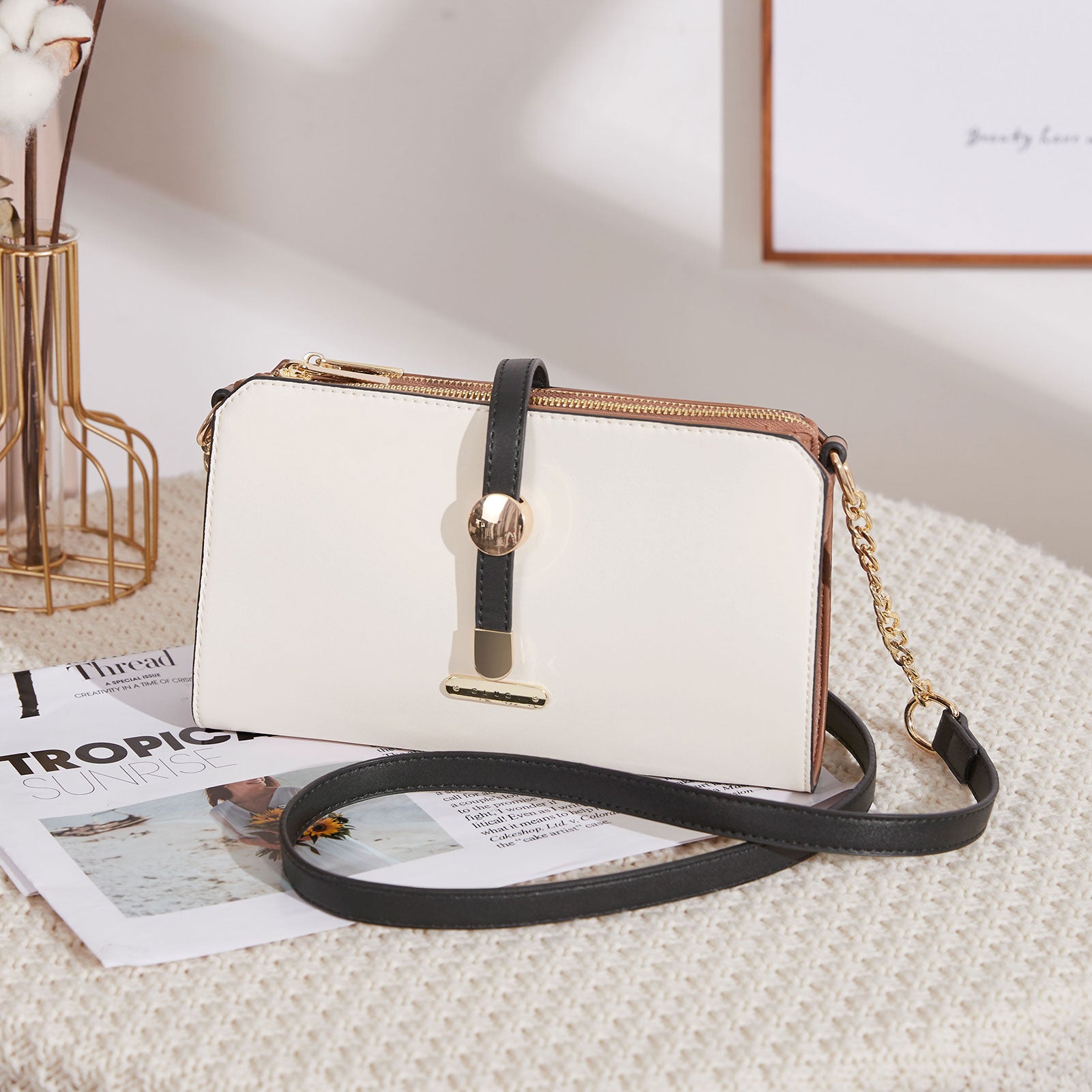 CLUCI Leather Crossbody Bags for Women Small Vintage Shoulder Purses Fashion Travel Bag with Adjustable Strap