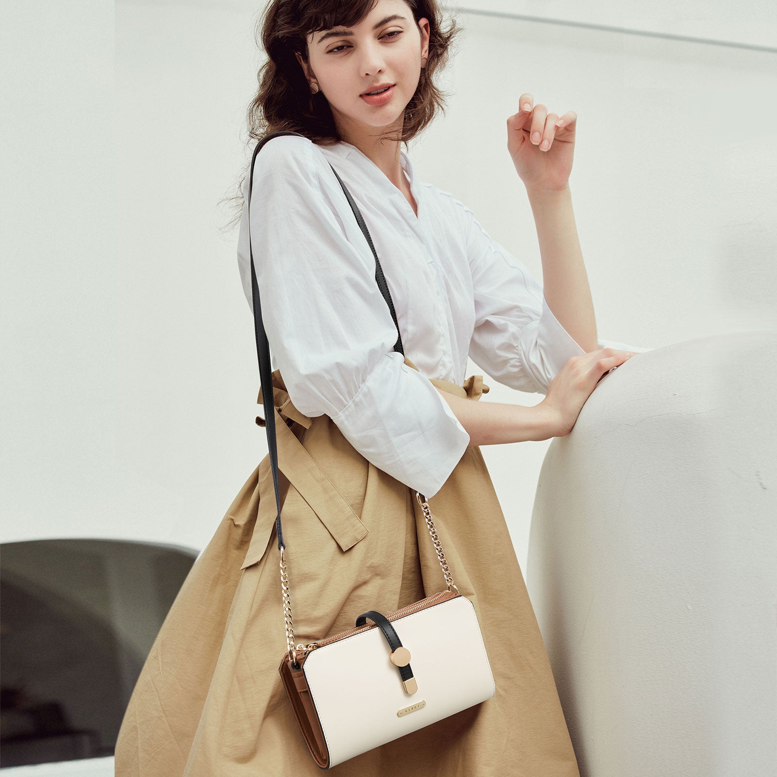 CLUCI Leather Crossbody Bags for Women Small Vintage Shoulder Purses Fashion Travel Bag with Adjustable Strap