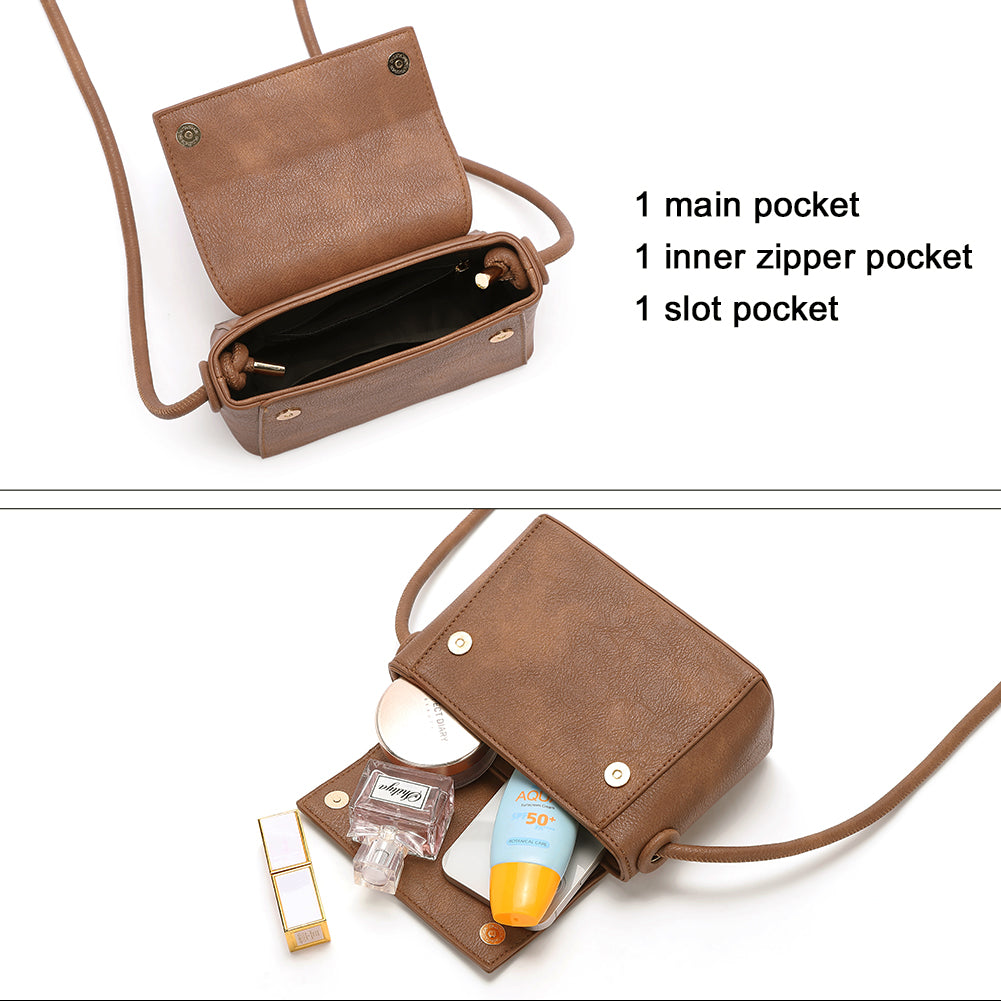 CLUCI Small Crossbody Bags for Women Vegan Leather Flap Fashion Ladies Travel Shoulder Purse with Adjustable Strap