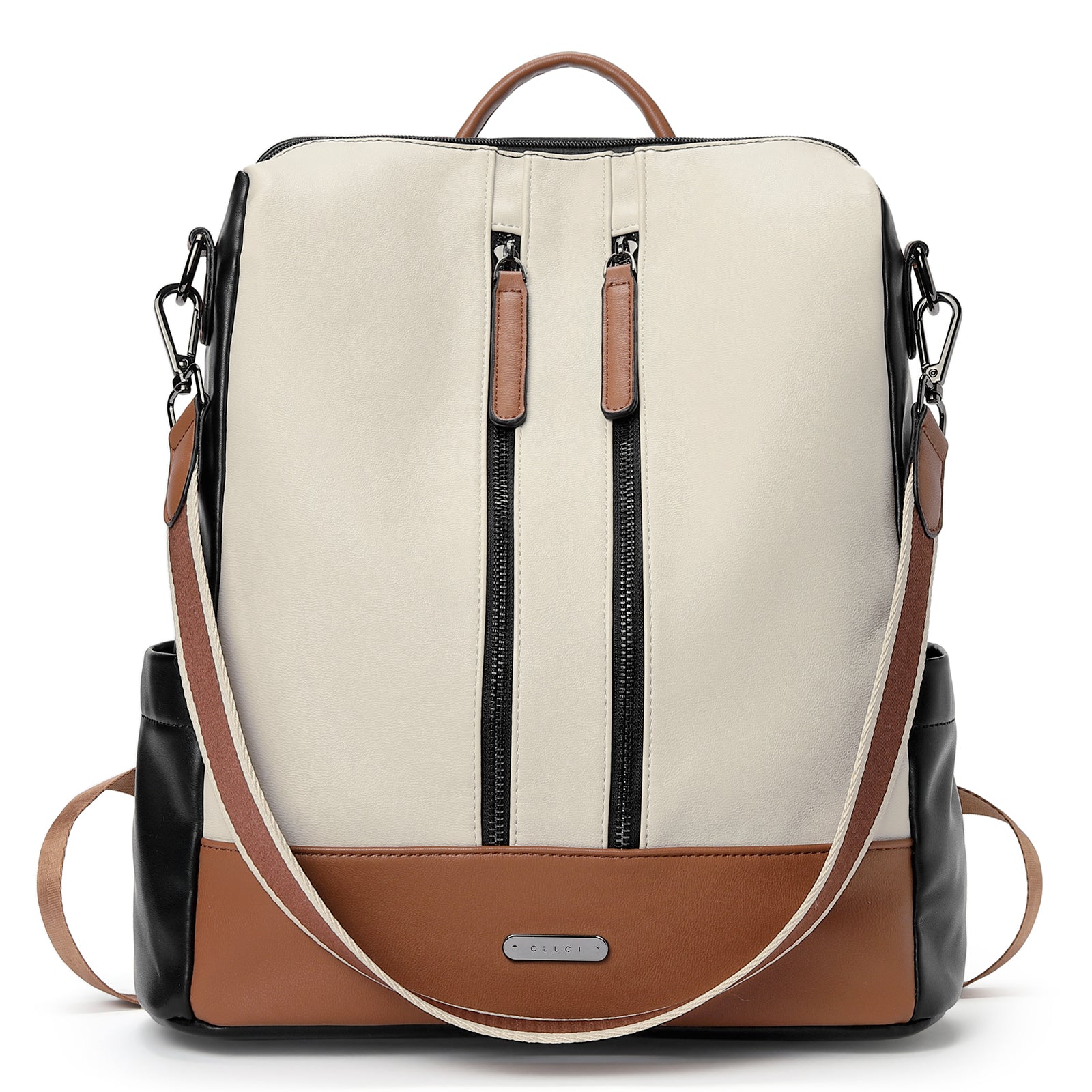 CLUCI Leather Backpack Purse for Women Convertible Large Travel Ladies Designer Fashion Casual College Shoulder Bag