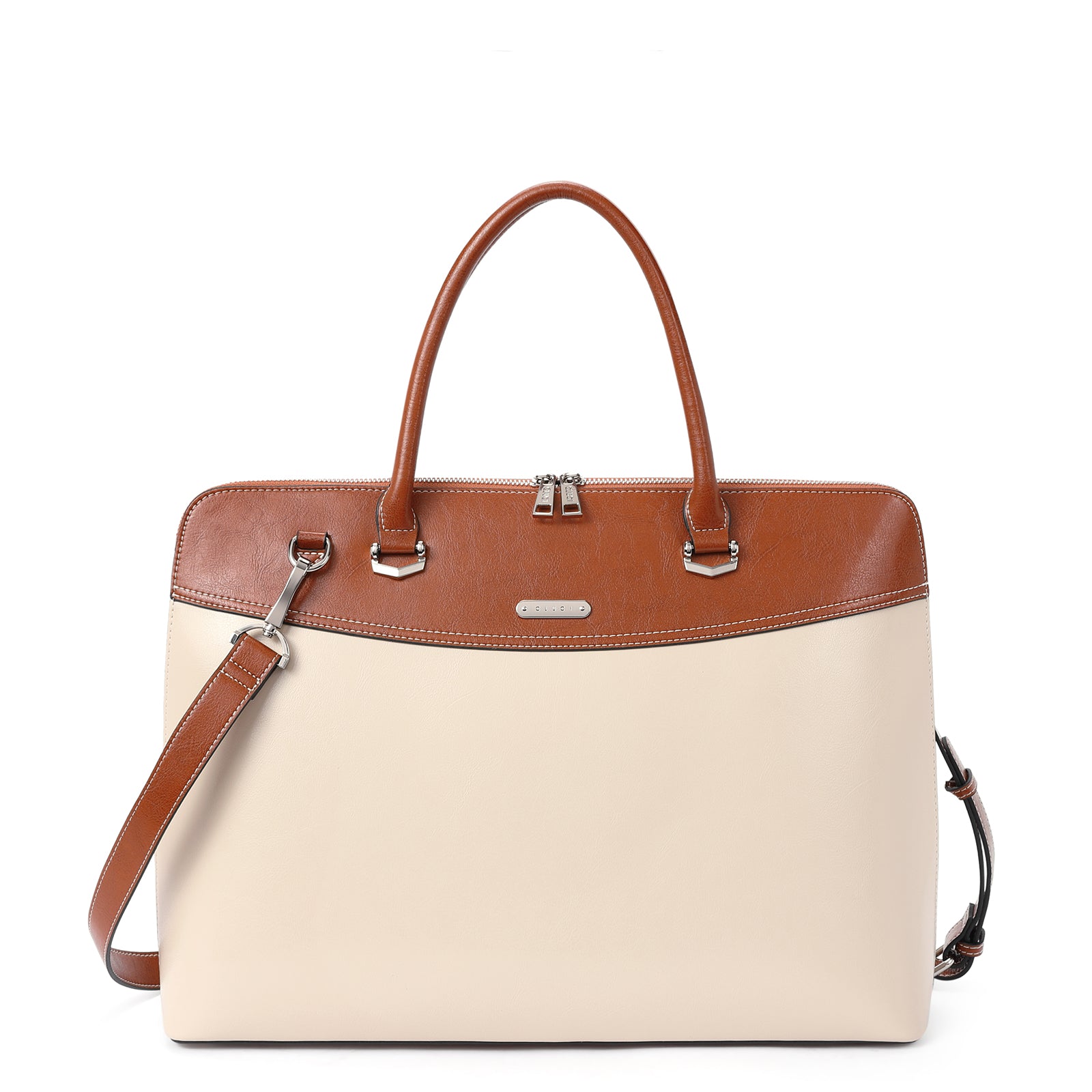 Claire Large Senior Leather Color Blocking Briefcase For Women