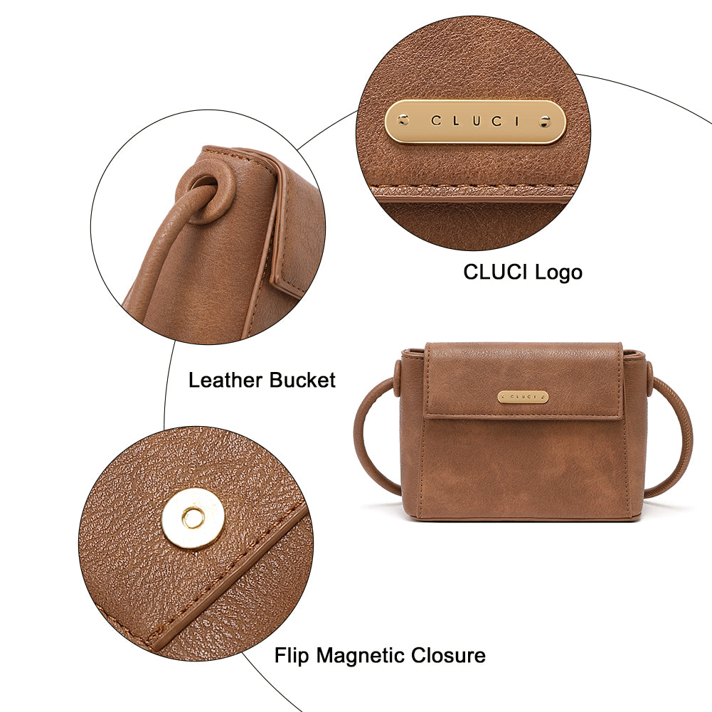 CLUCI Small Crossbody Bags for Women Vegan Leather Flap Fashion Ladies Travel Shoulder Purse with Adjustable Strap
