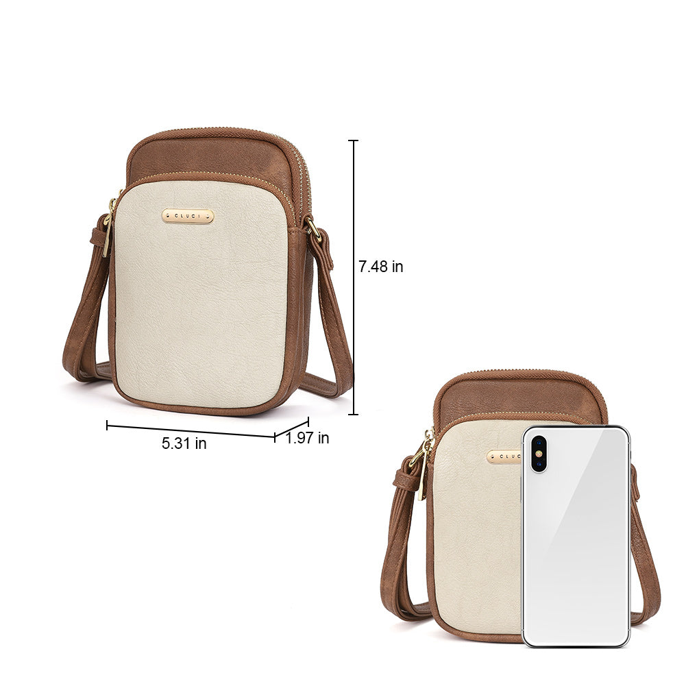 CLUCI Cell Phone Crossbody Bags for Women Small Phone Bag Purse Dome Leather Handbag Designer Travel Wallet