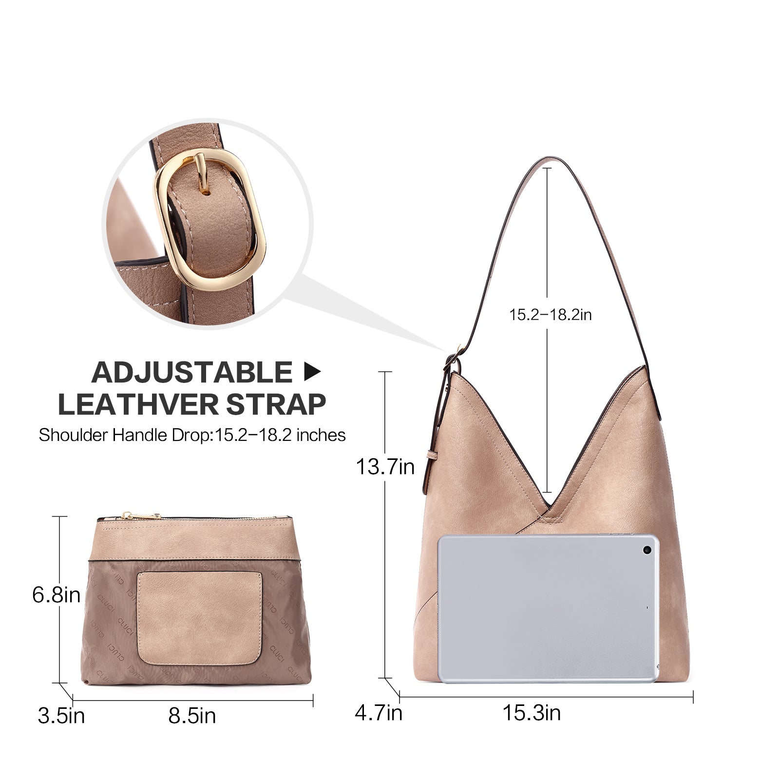 CLUCI Hobo Bags for Women Vegan Leather Purses Designer Handbags Tote Fashion Large Ladies Shoulder Bag