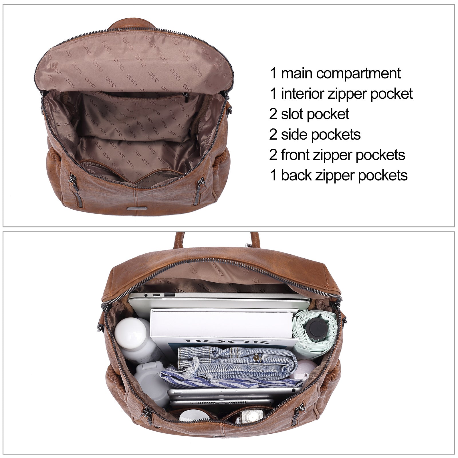 CLUCI Leather Backpack Purse for Women Travel Convertible Ladies Large Fashion Casual Daypack