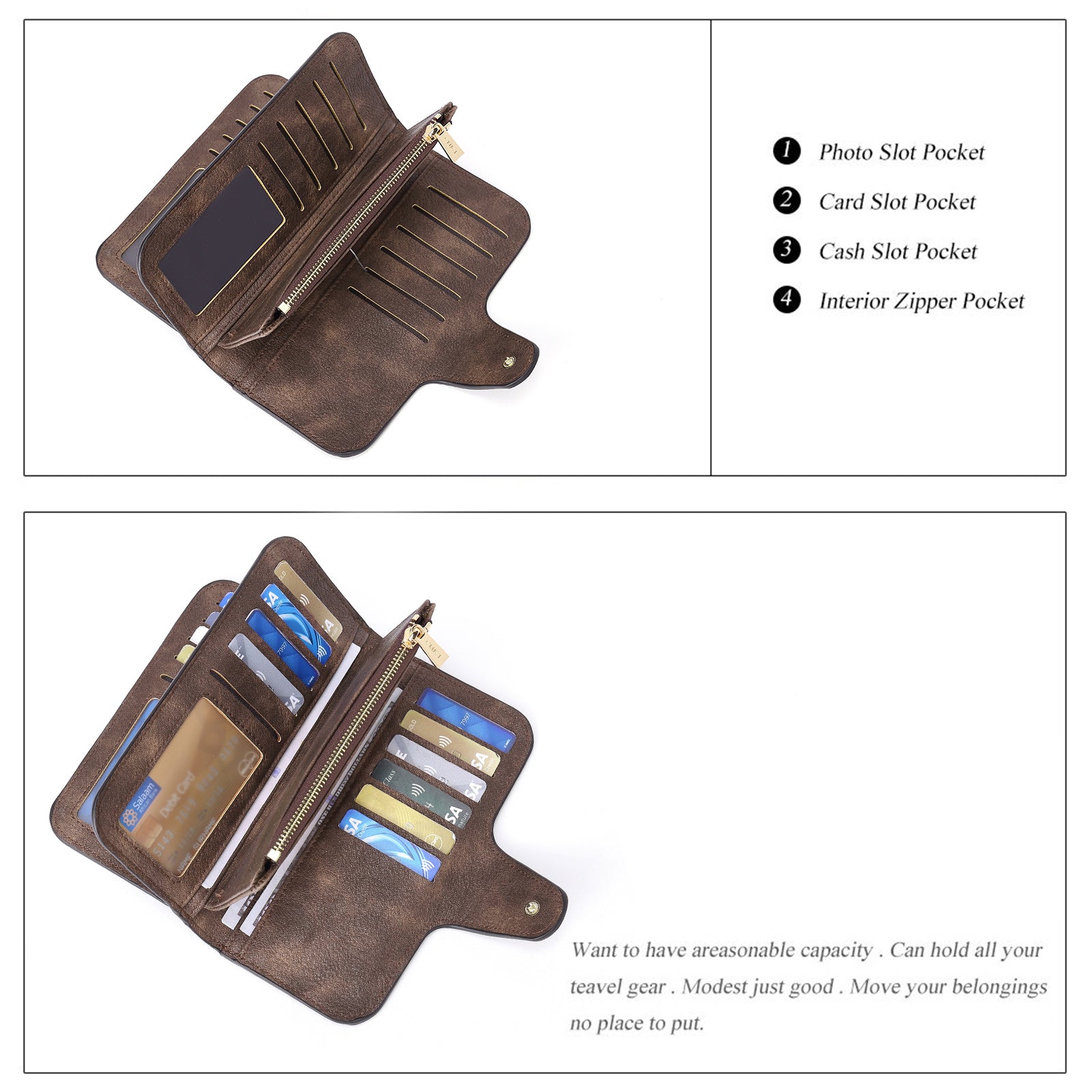 Cathy Luxury Women's Vegan Leather Wallet With Zipper