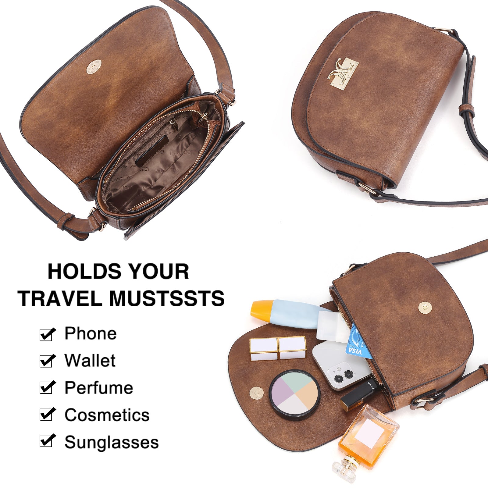 CLUCI Small Crossbody Bags for Women Faux Leather Shoulder Saddle Purses Travel Handbags