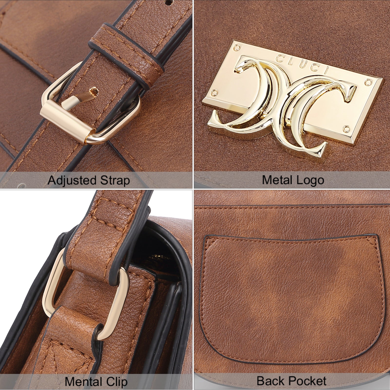 CLUCI Small Crossbody Bags for Women Faux Leather Shoulder Saddle Purses Travel Handbags
