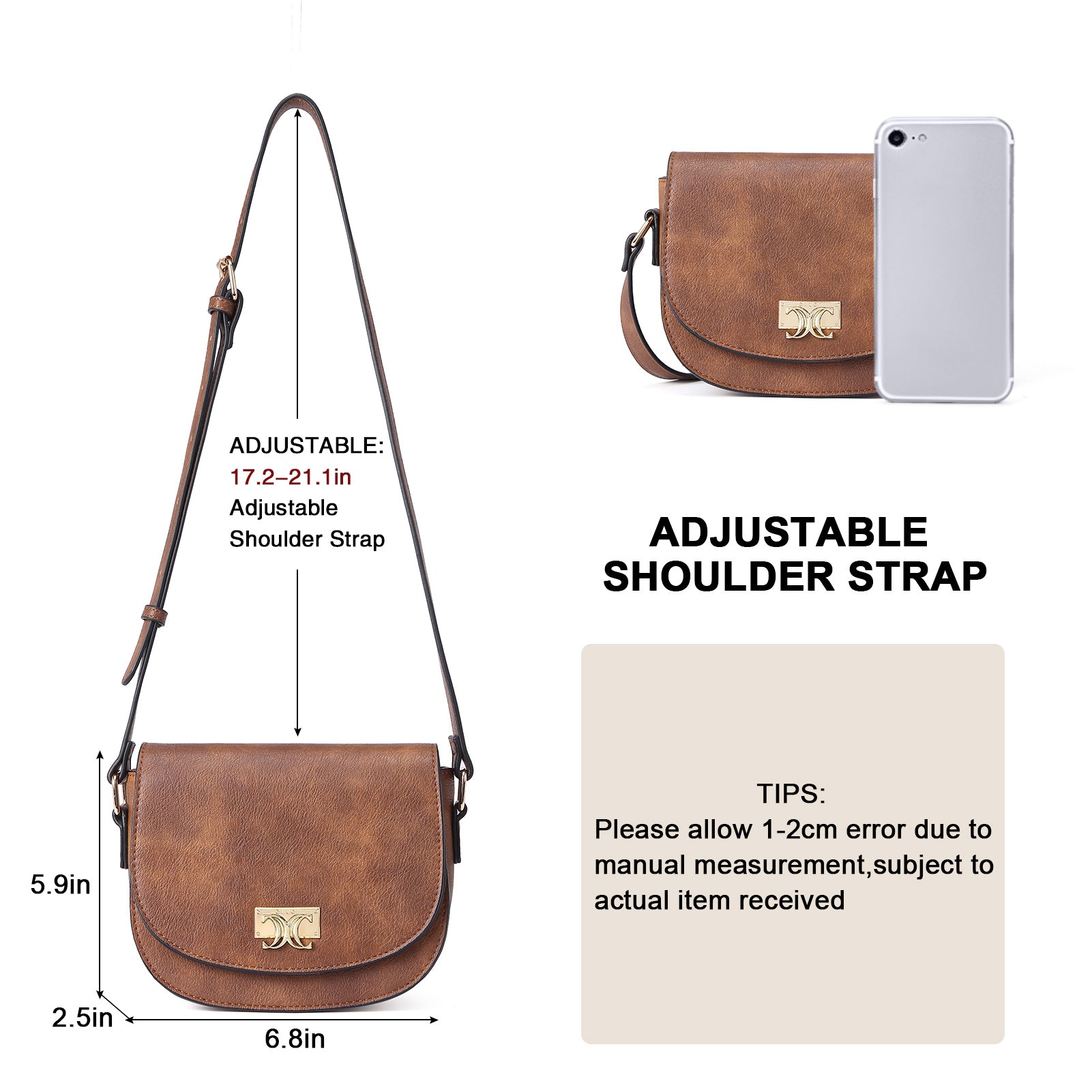 CLUCI Small Crossbody Bags for Women Faux Leather Shoulder Saddle Purses Travel Handbags