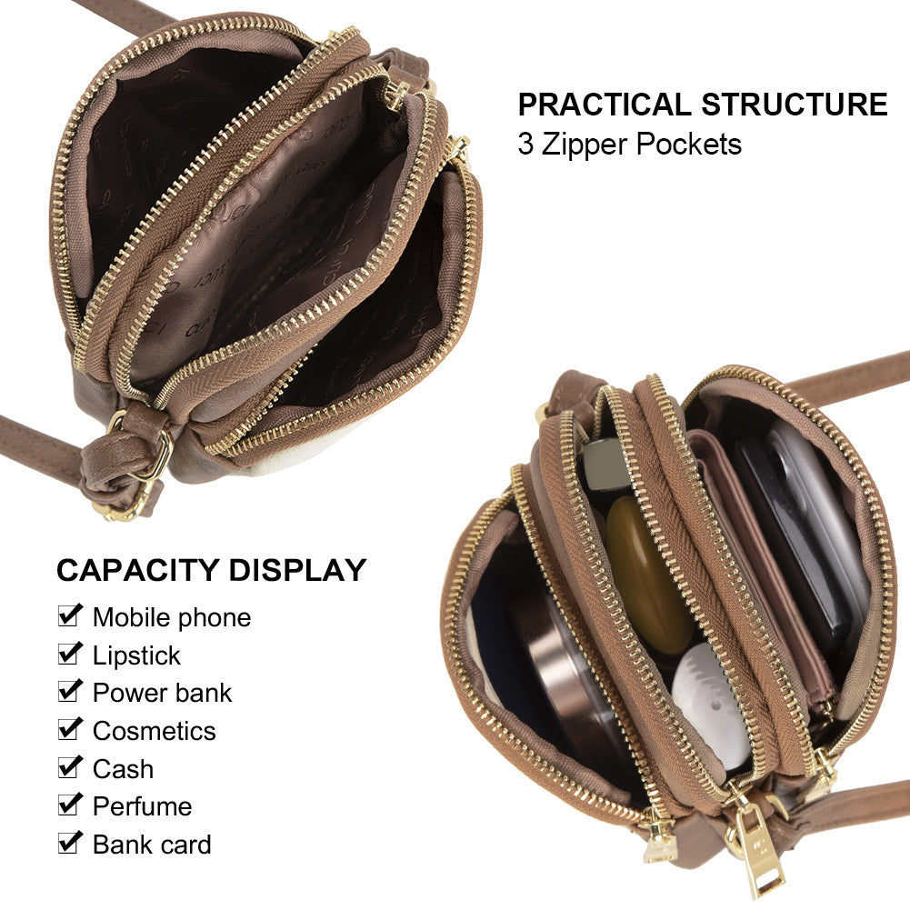 CLUCI Cell Phone Crossbody Bags for Women Small Phone Bag Purse Dome Leather Handbag Designer Travel Wallet