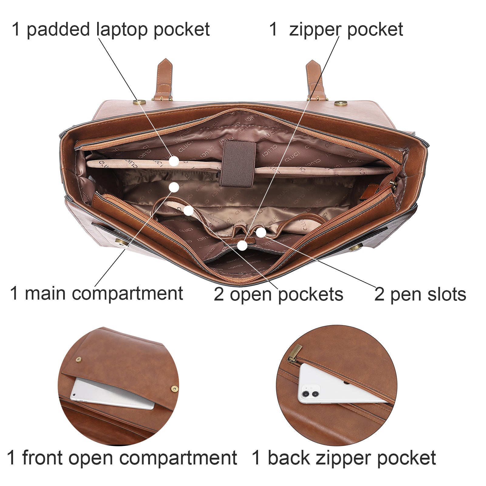 Marilyn British Style Ladies Leather Briefcase Messenger Bag